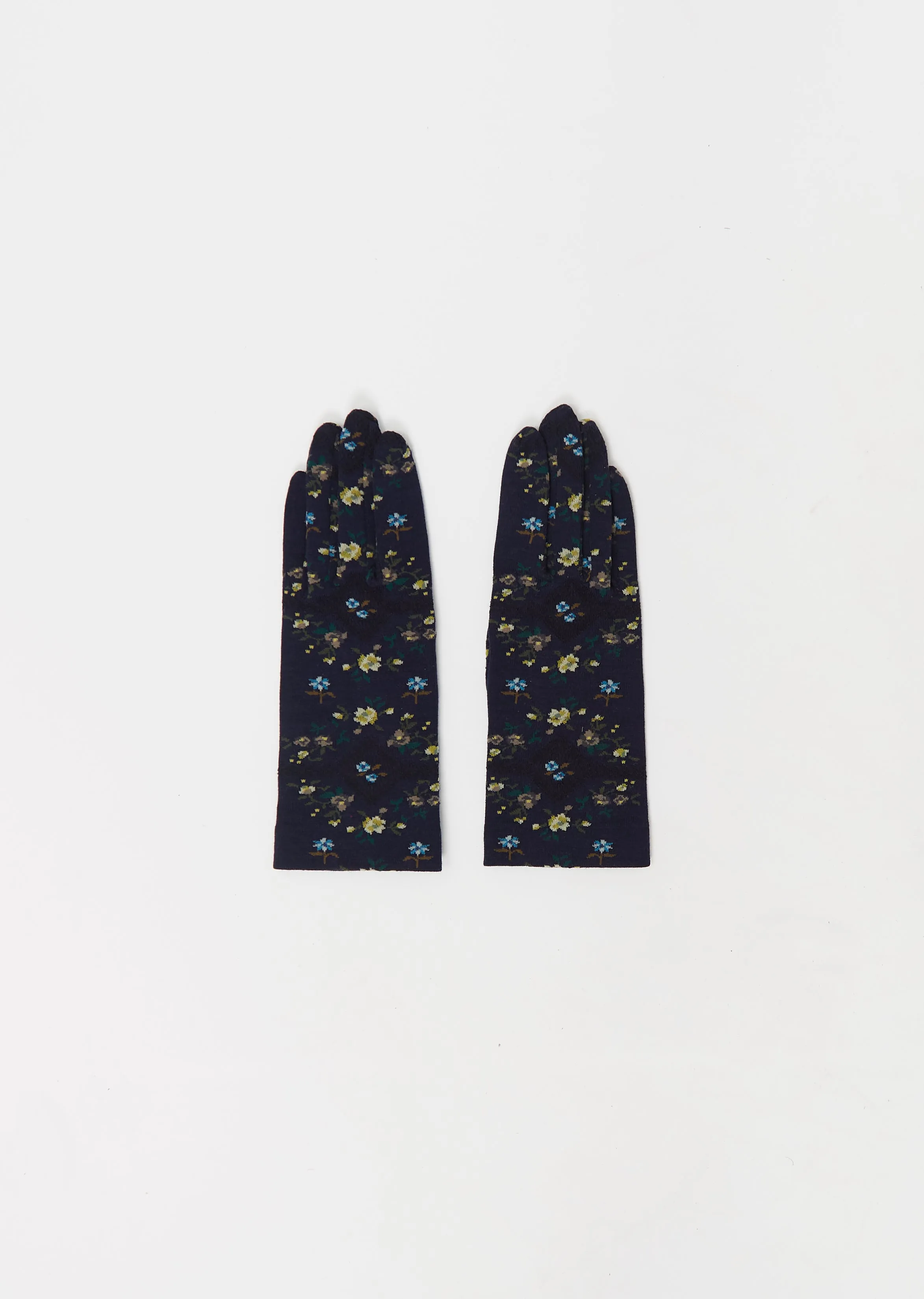 Sock Stretch Wool Knit Gloves — Navy sold by La Garconne
