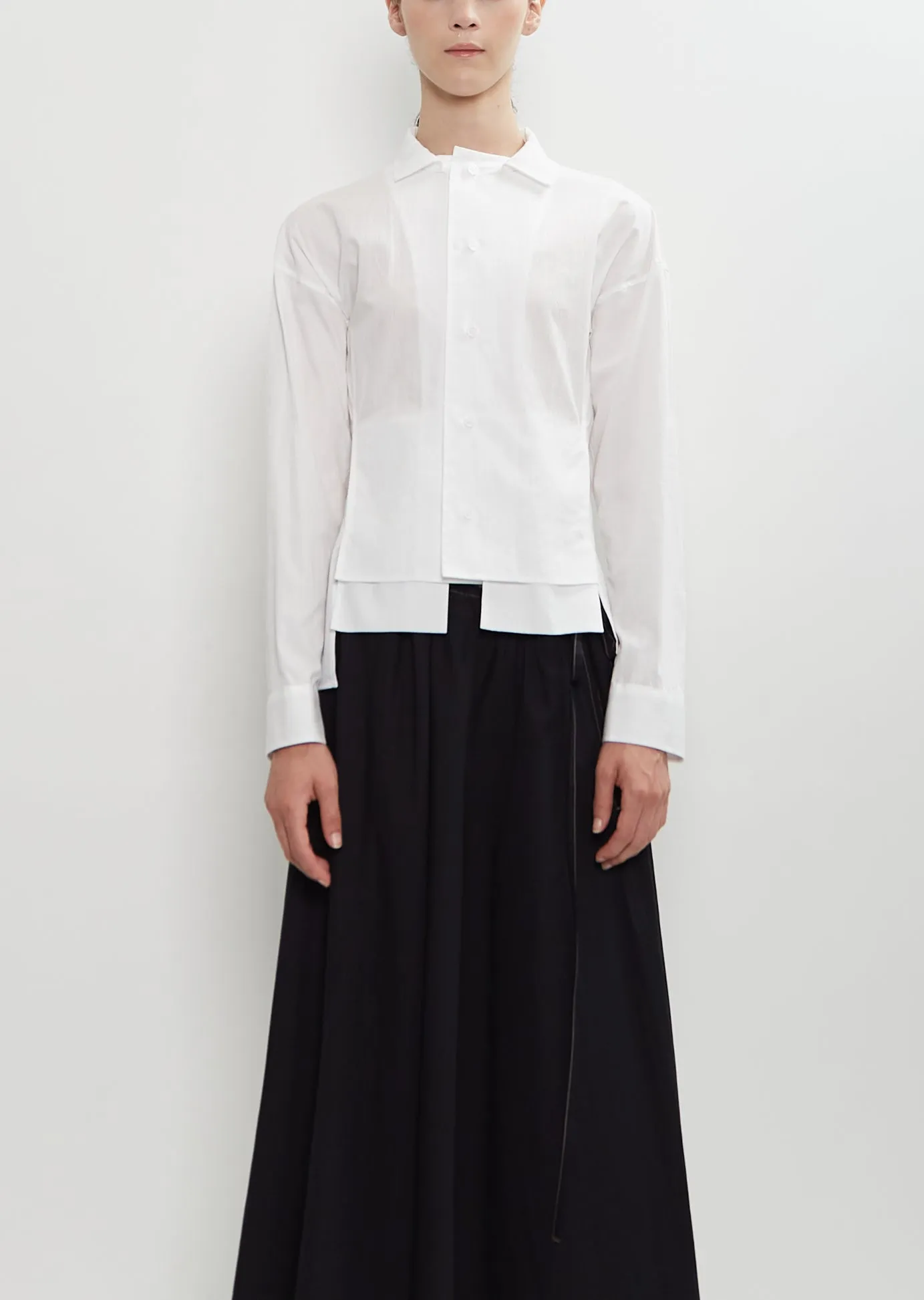 Cotton Poplin Paneled Short Blouse sold by La Garconne