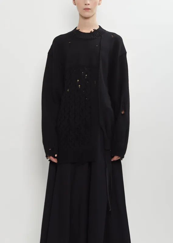 Wool Knit Damaged Detailed Pullover sold by La Garconne