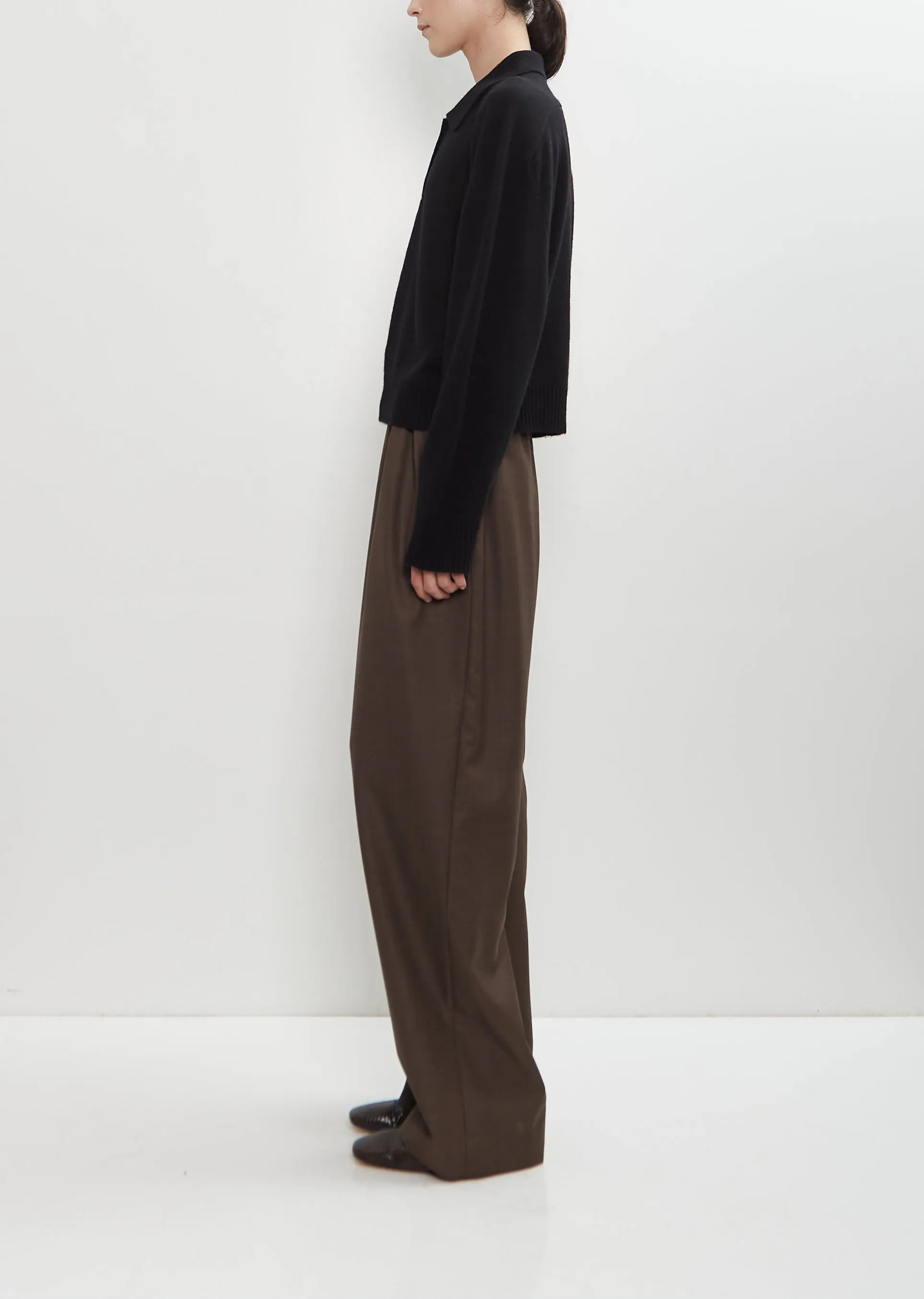 Homere Cashmere Polo Collar Sweater — Black sold by La Garconne product image thumbnail 2