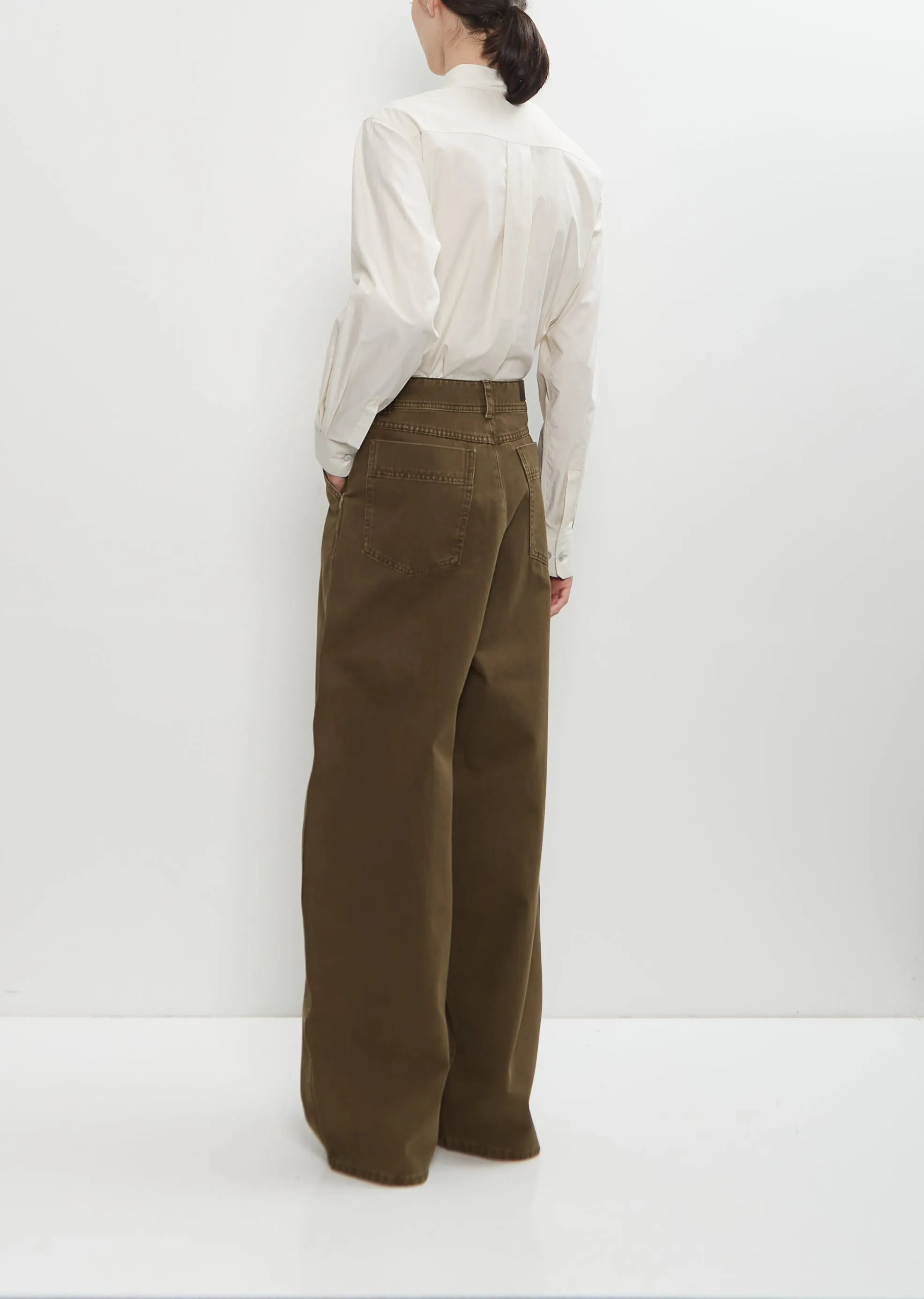 Cotton Denim Large Pants — Moss Green sold by La Garconne product image thumbnail 3