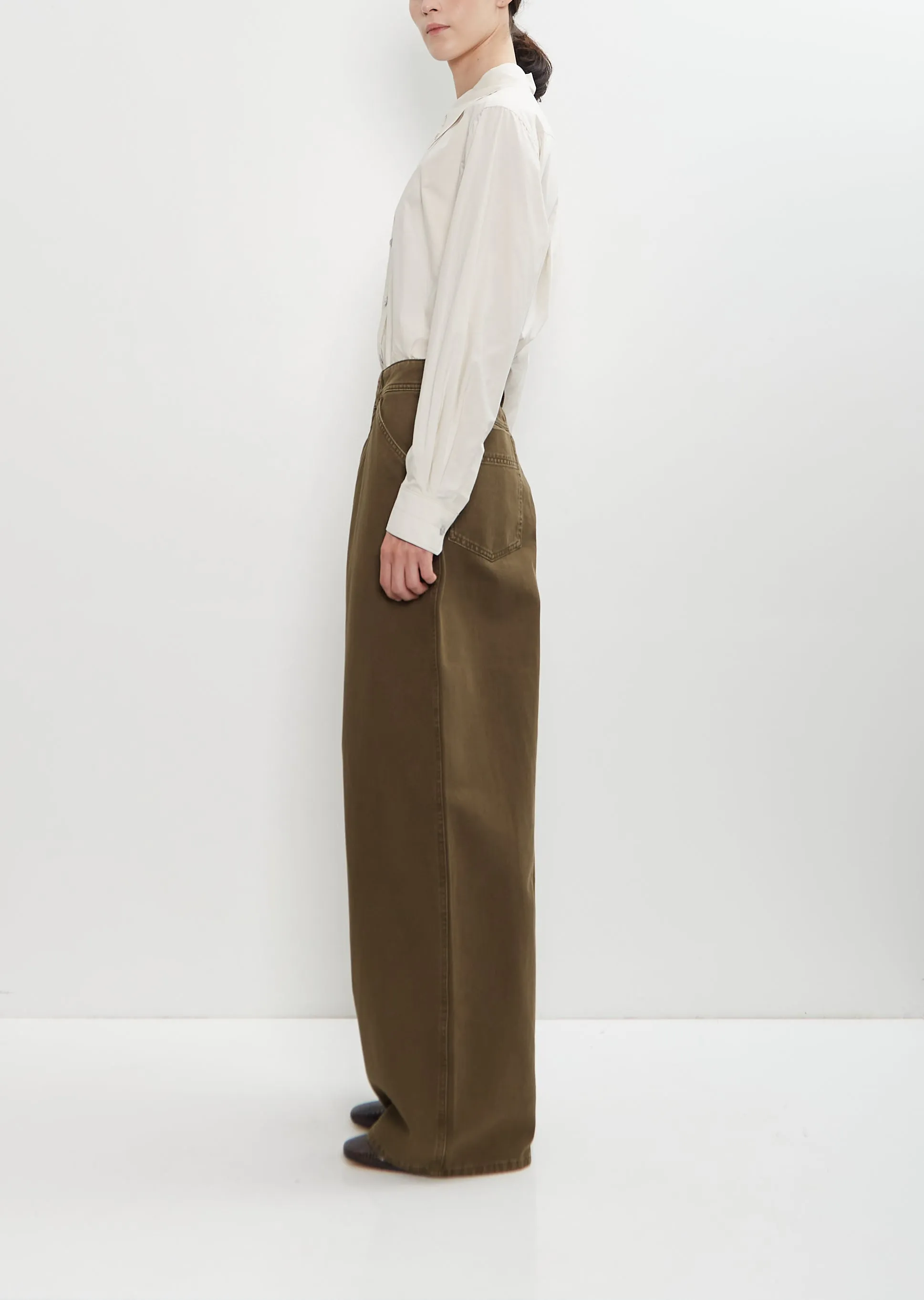 Cotton Denim Large Pants — Moss Green sold by La Garconne product image thumbnail 2