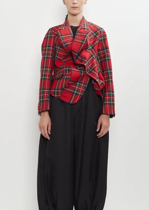 Wool Plaid Asymmetrical Jacket made by Comme des Garcons