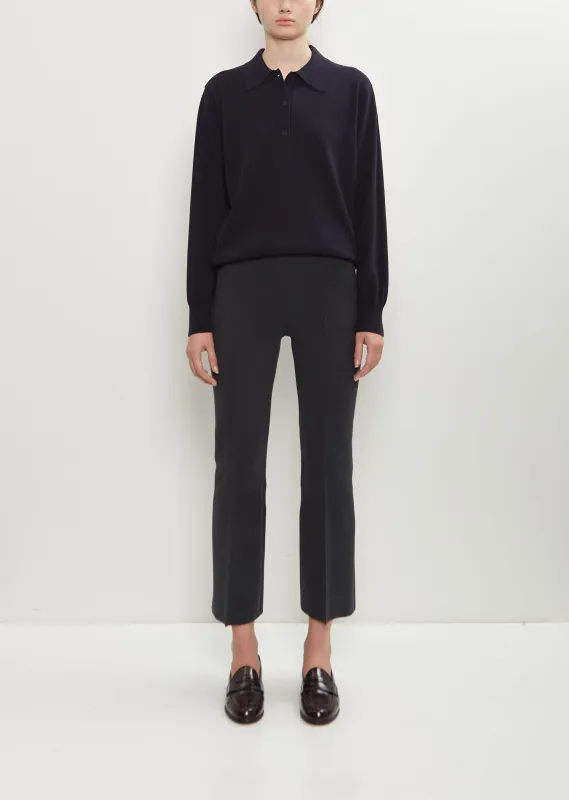 Stretch Cotton Geo Kick Pant — Charcoal sold by La Garconne