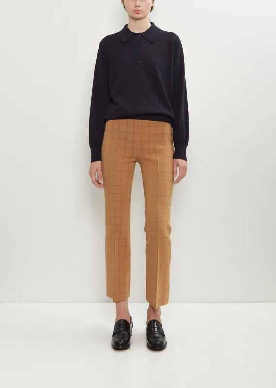 Stretch Cotton Matte Shine Windowpane Kick Pant sold by La Garconne
