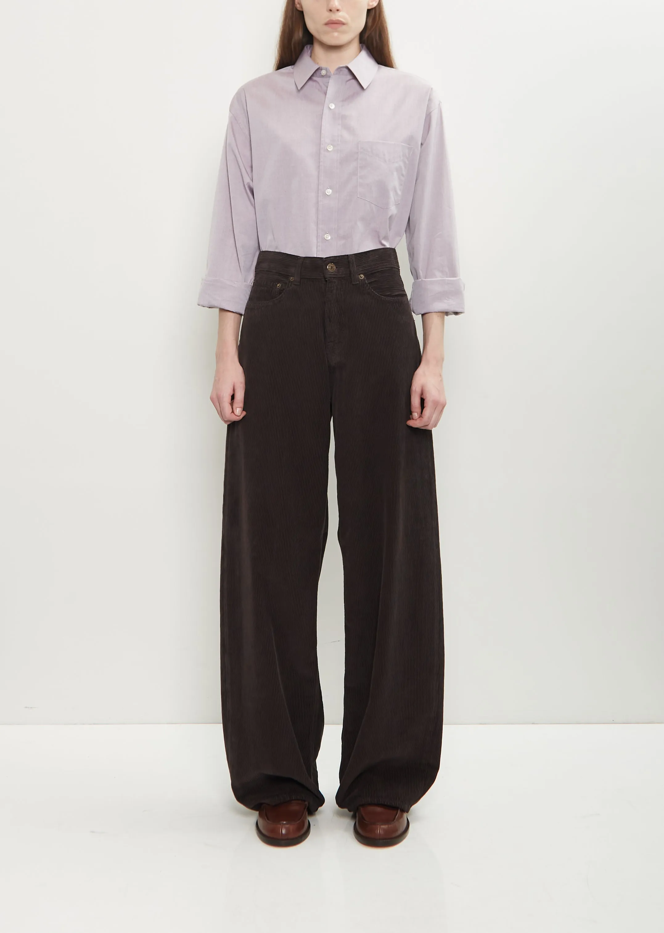 Cotton Corduroy Roomy Jean — Chocolate sold by La Garconne