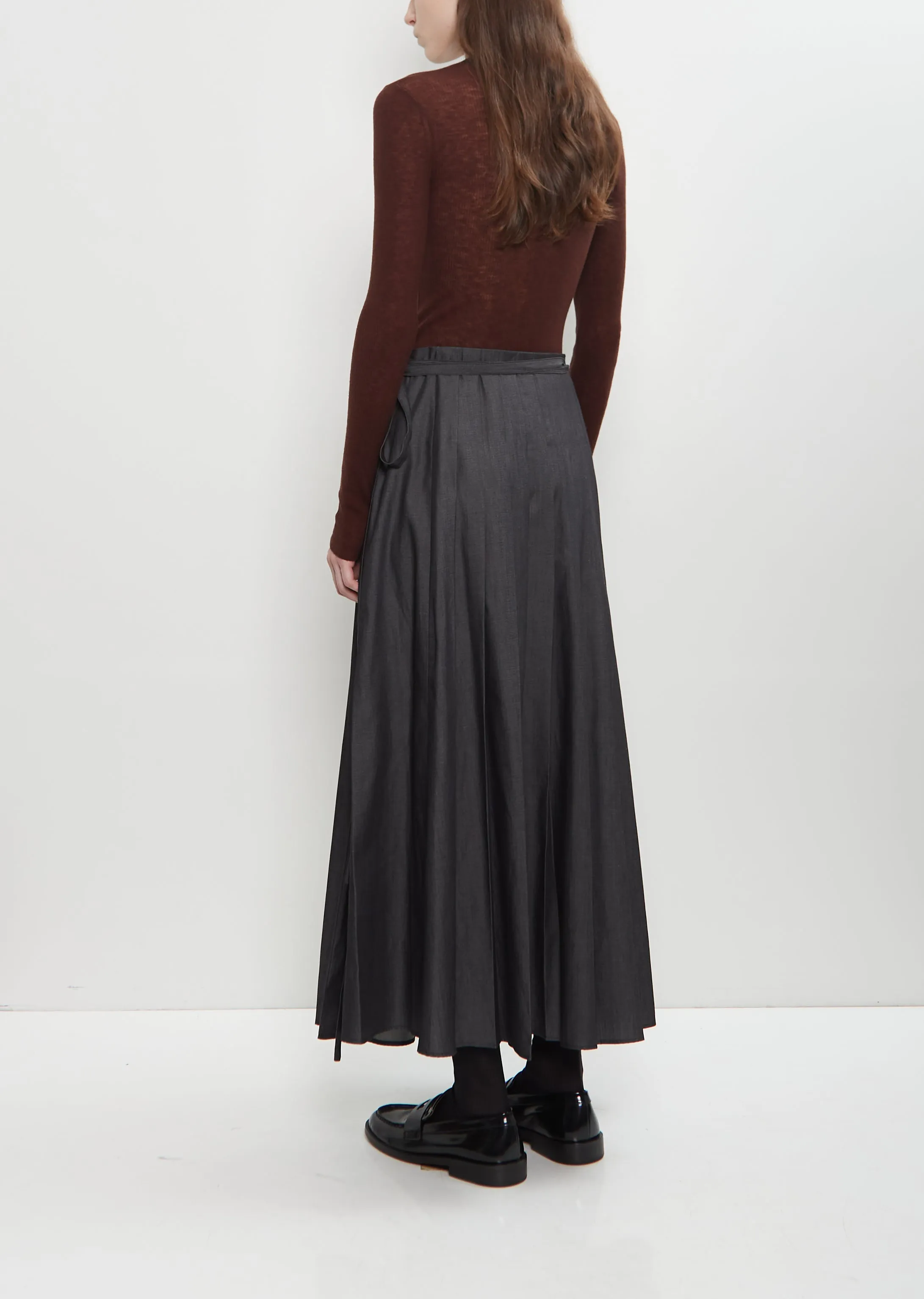 Cotton Denim Wrap Pleat Skirt sold by La Garconne product image thumbnail 3