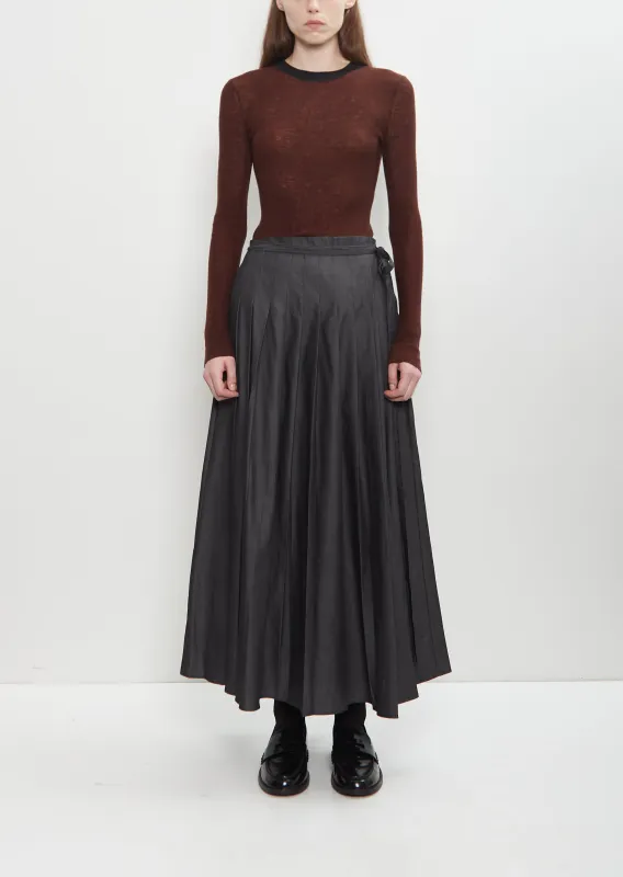 Cotton Denim Wrap Pleat Skirt sold by La Garconne