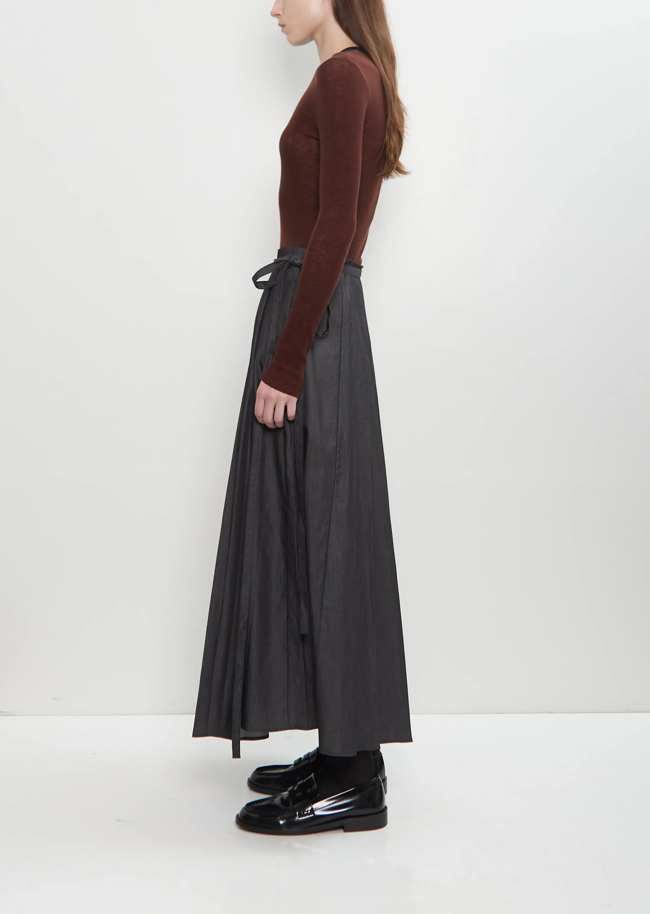 Cotton Denim Wrap Pleat Skirt sold by La Garconne product image thumbnail 2