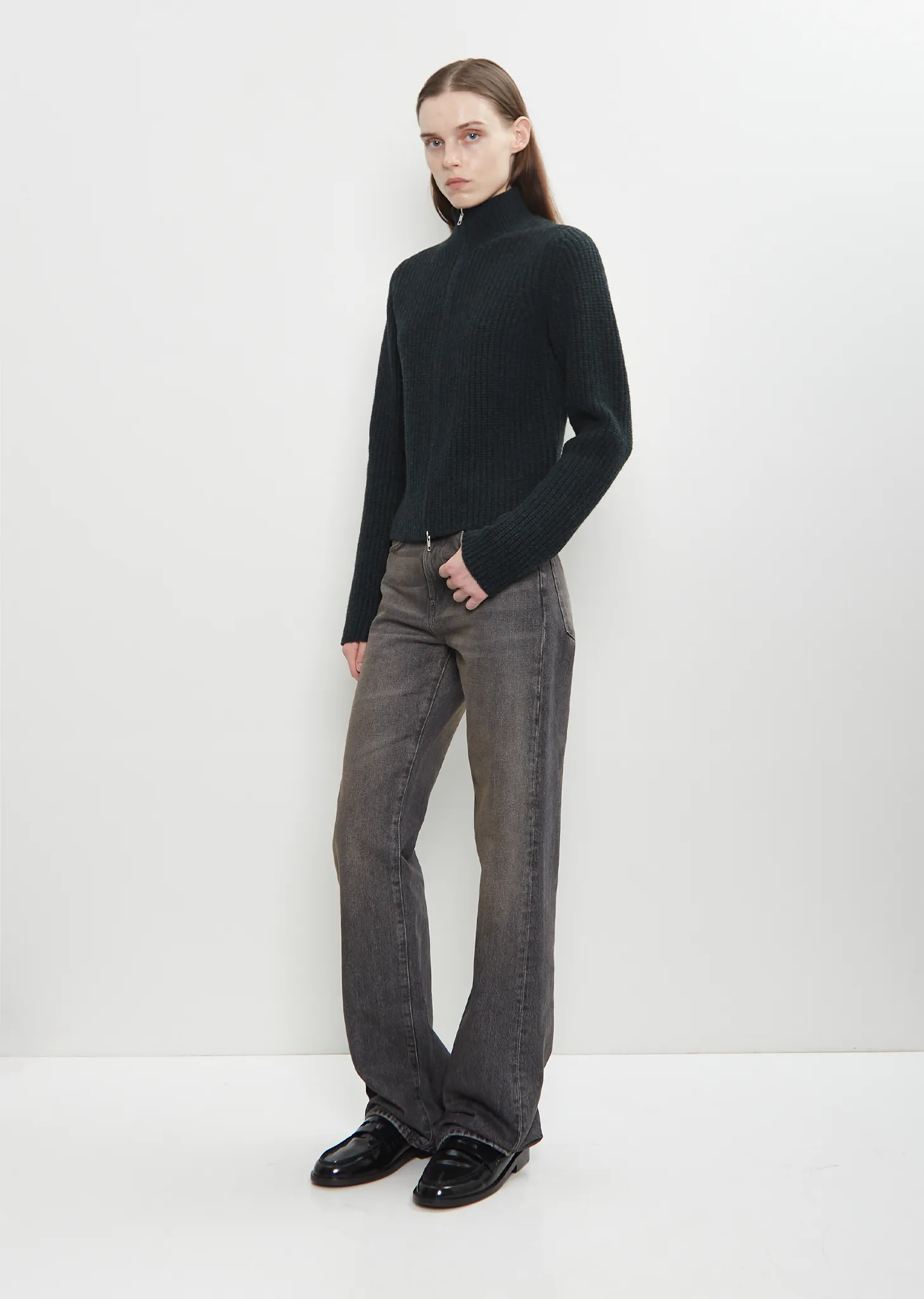 Merino Wool High Neck Zip Up sold by La Garconne product image thumbnail 4