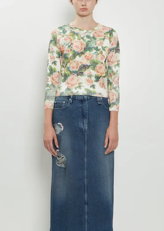 Shrunked Floral Knit Sweater sold by La Garconne