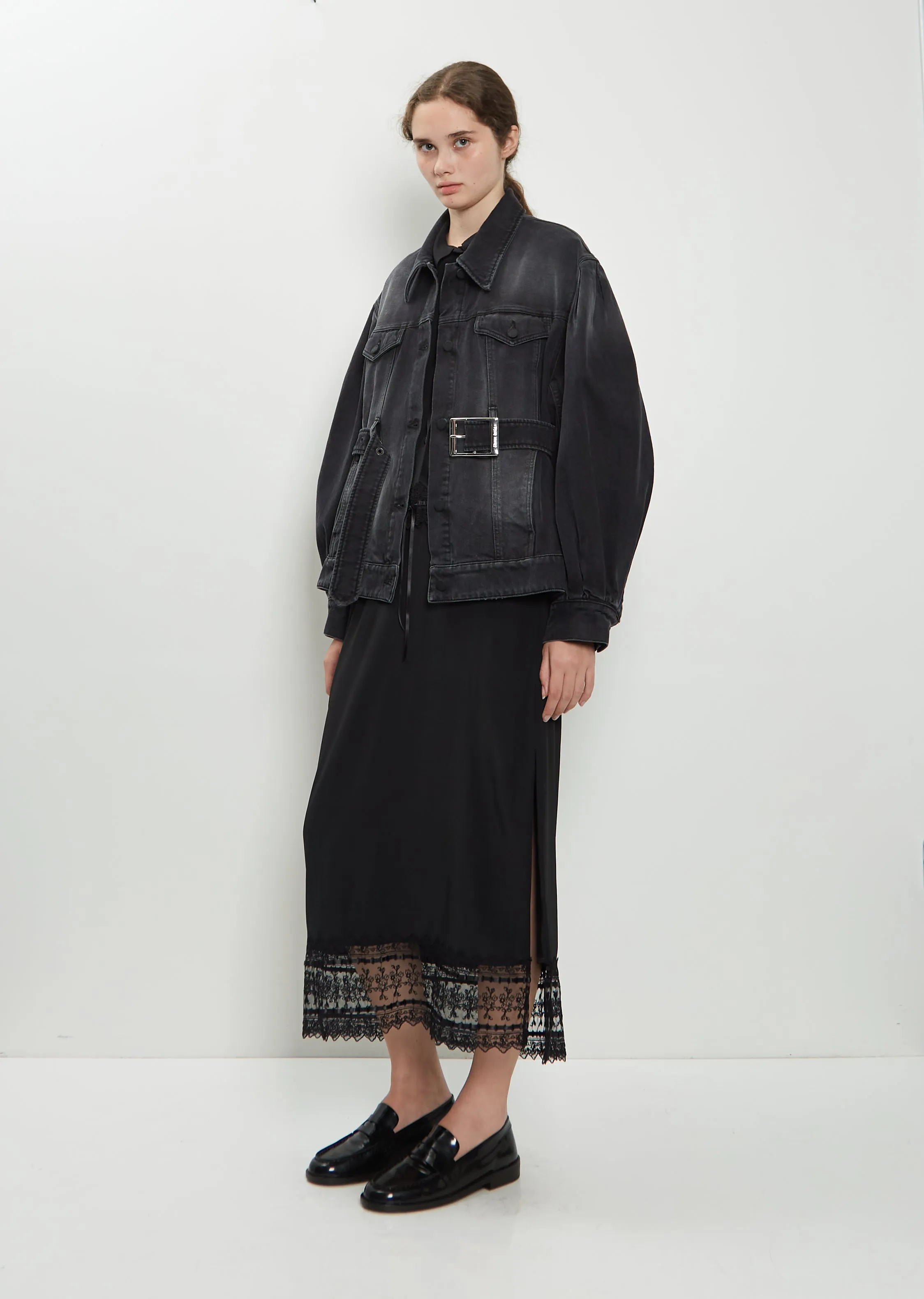 Belt Detail Sculpted Denim Jacket sold by La Garconne product image thumbnail 4