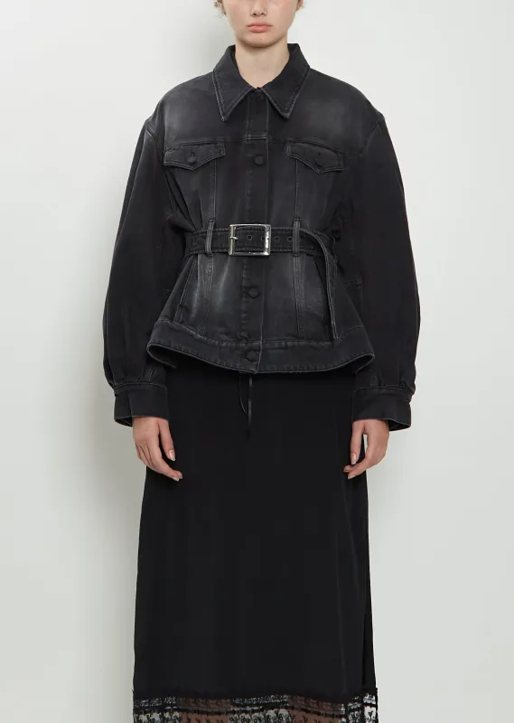 Belt Detail Sculpted Denim Jacket sold by La Garconne