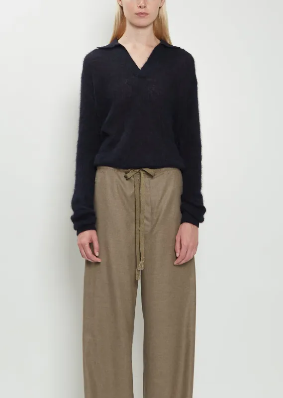 Semi-Sheer Alpaca Knit Skipper Polo sold by La Garconne