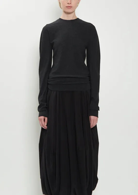 Crew Neck Wool Sweater — Anthracite Melange made by Lemaire