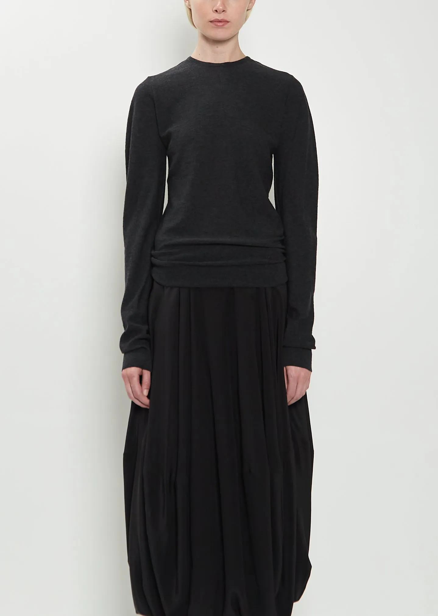 Crew Neck Wool Sweater — Anthracite Melange sold by La Garconne