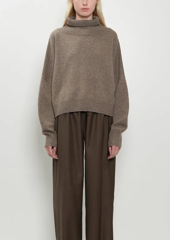 Luke Wool Cashmere Collar Sweater — Taupe Melange sold by La Garconne