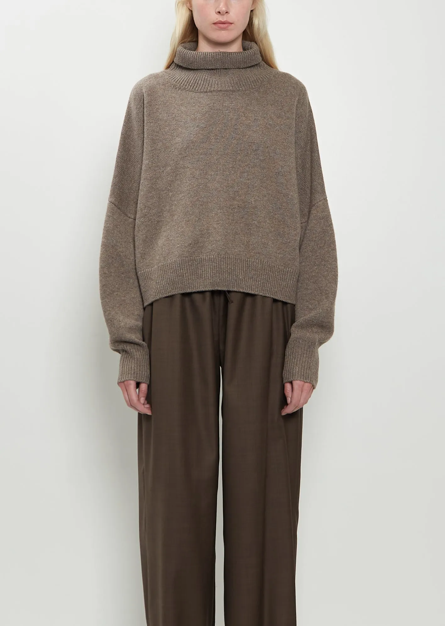 Luke Wool Cashmere Collar Sweater — Taupe Melange sold by La Garconne