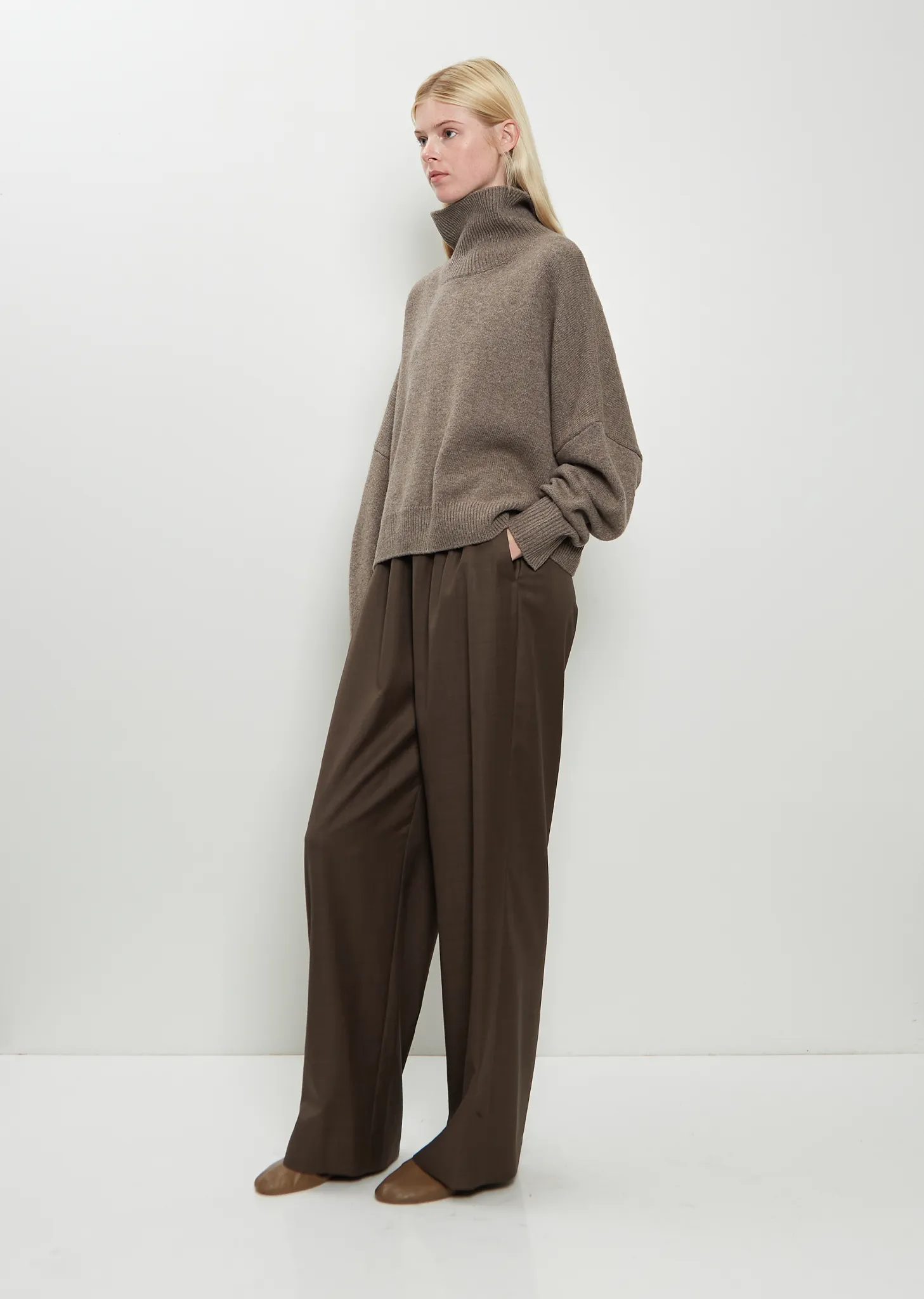 Luke Wool Cashmere Collar Sweater — Taupe Melange sold by La Garconne product image thumbnail 4