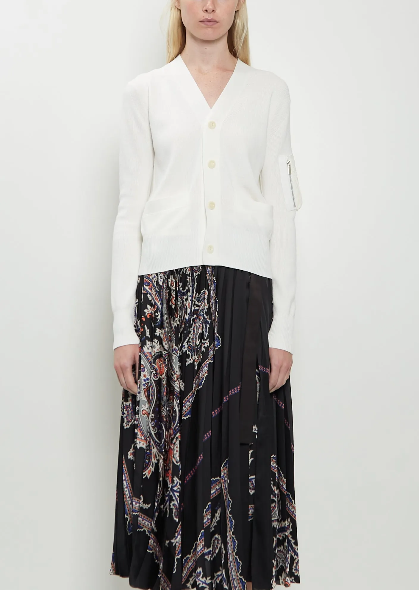 Technical Twill x Cotton Knit Cardigan sold by La Garconne