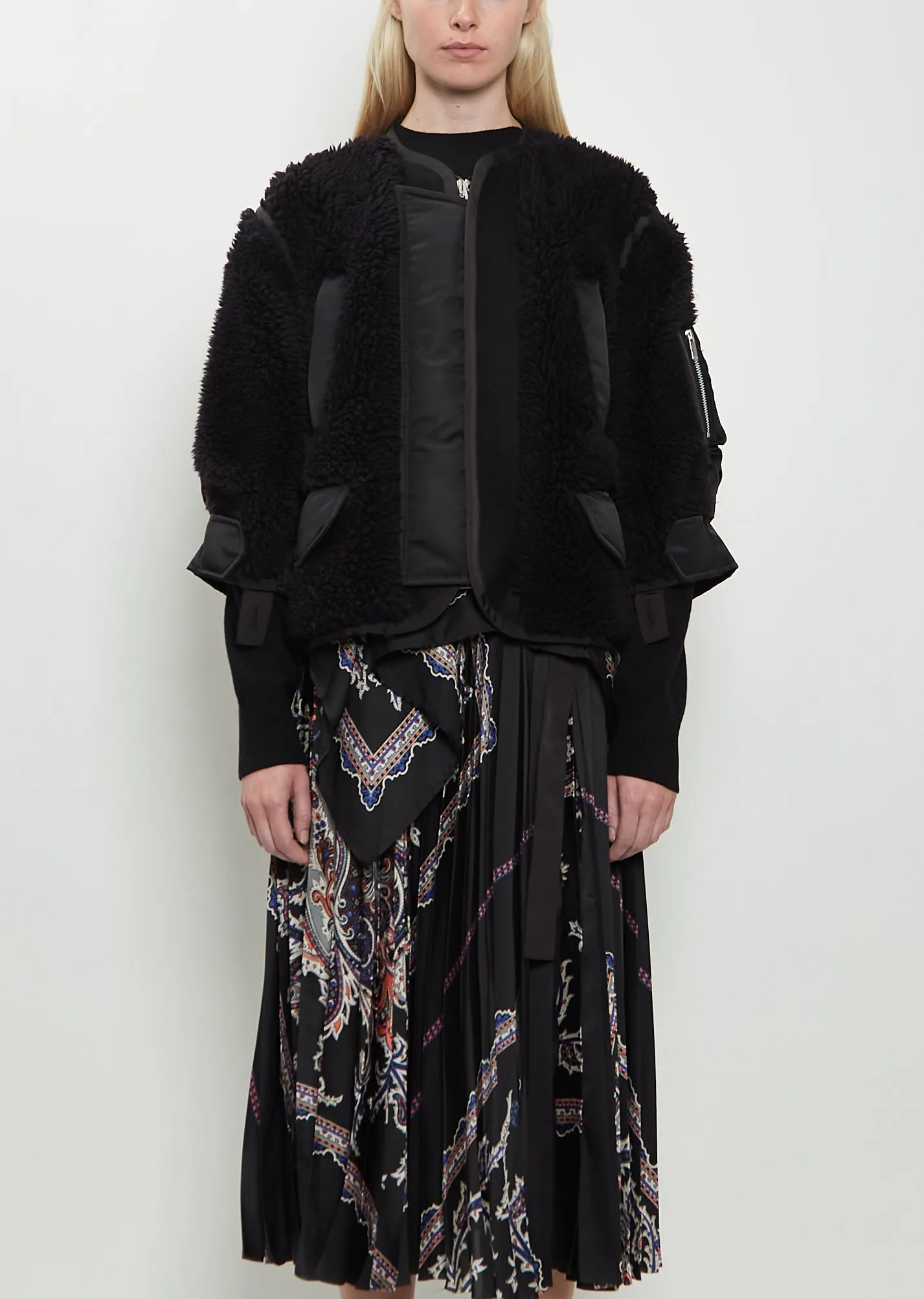 Faux Shearling x Nylon Twill Blouson sold by La Garconne