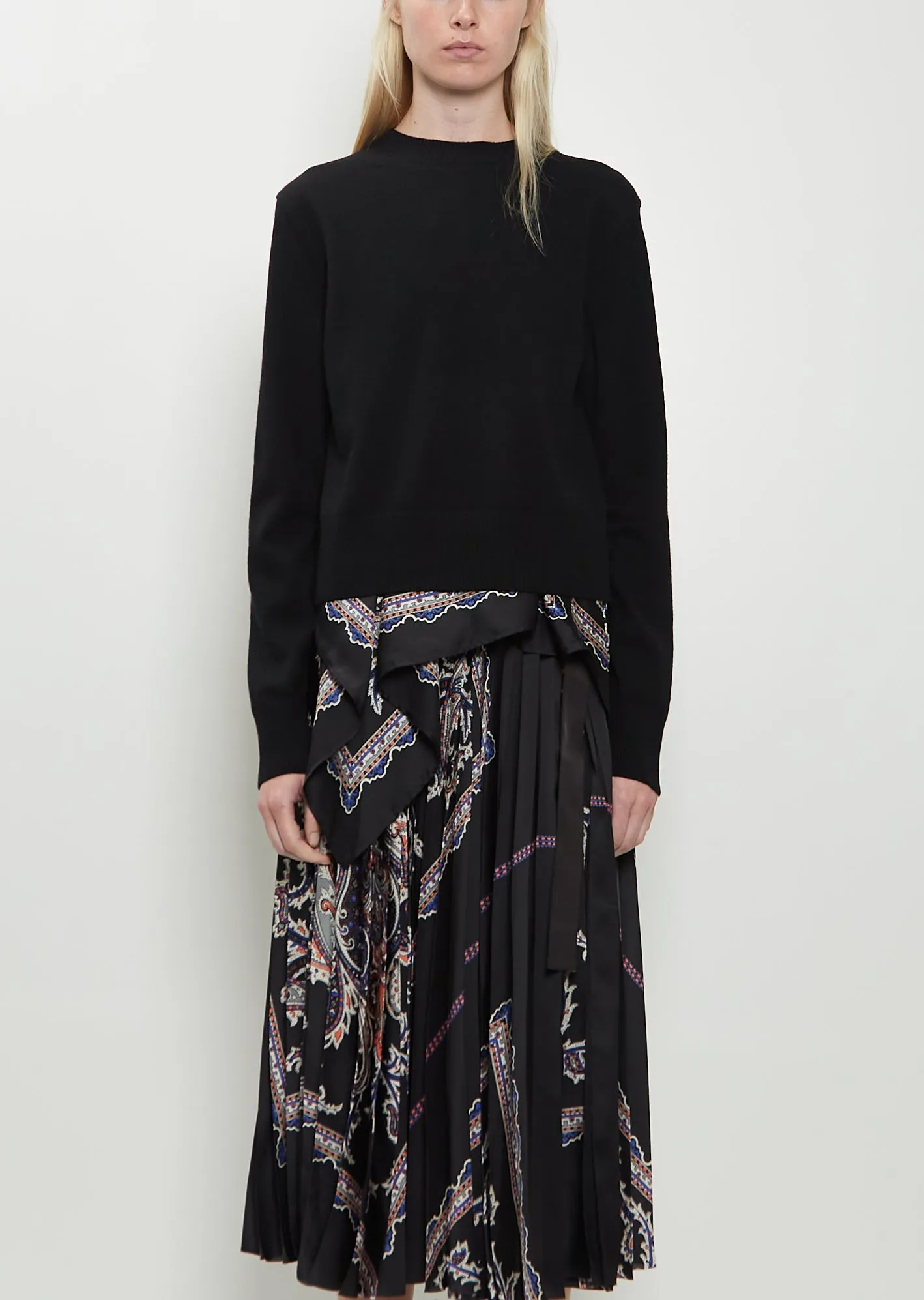 Paisley Print x Wool Knit Pullover sold by La Garconne