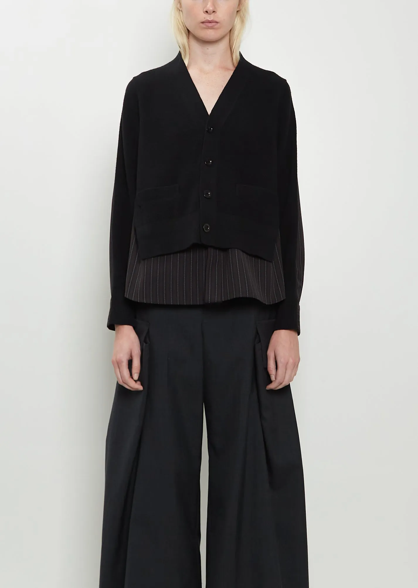 Stripe x Wool Knit Cardigan sold by La Garconne