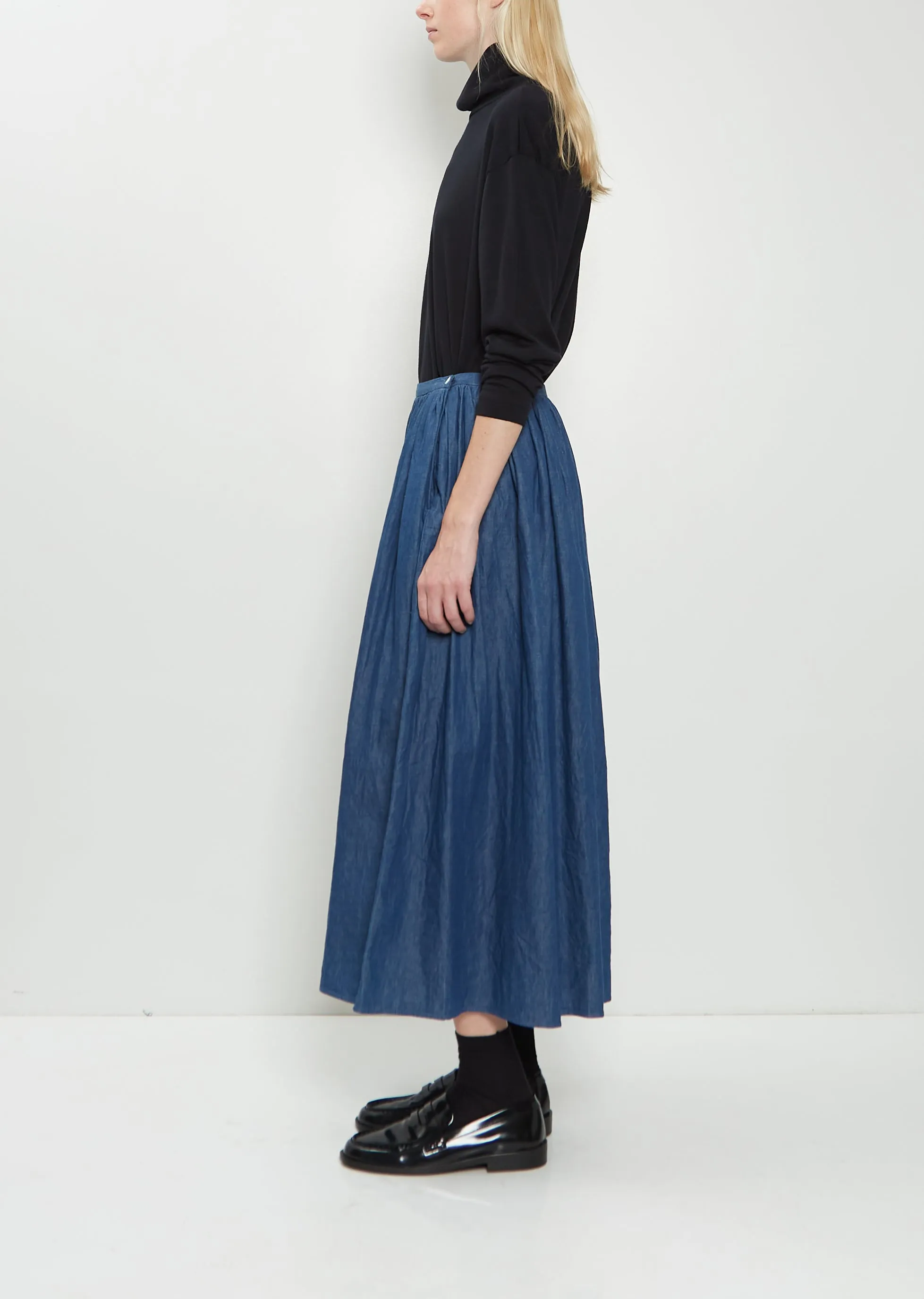 Cotton Denim Pleated Skirt sold by La Garconne product image thumbnail 2