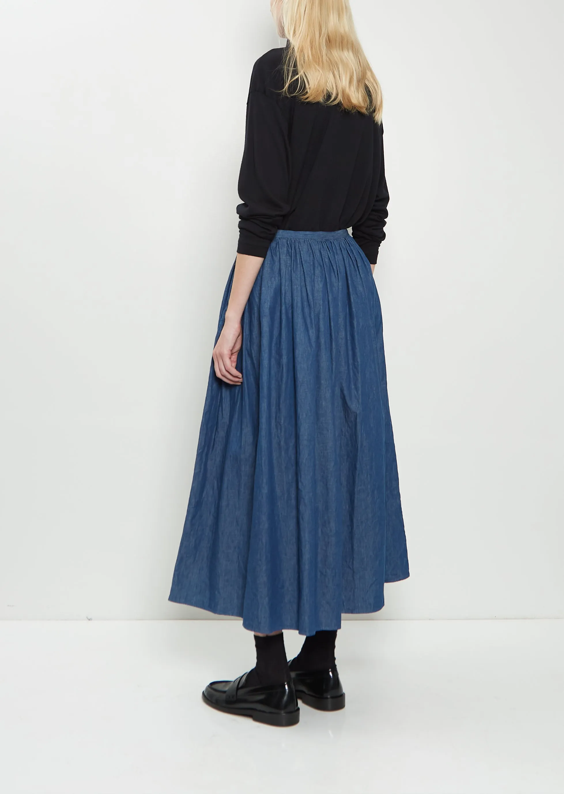 Cotton Denim Pleated Skirt sold by La Garconne product image thumbnail 3