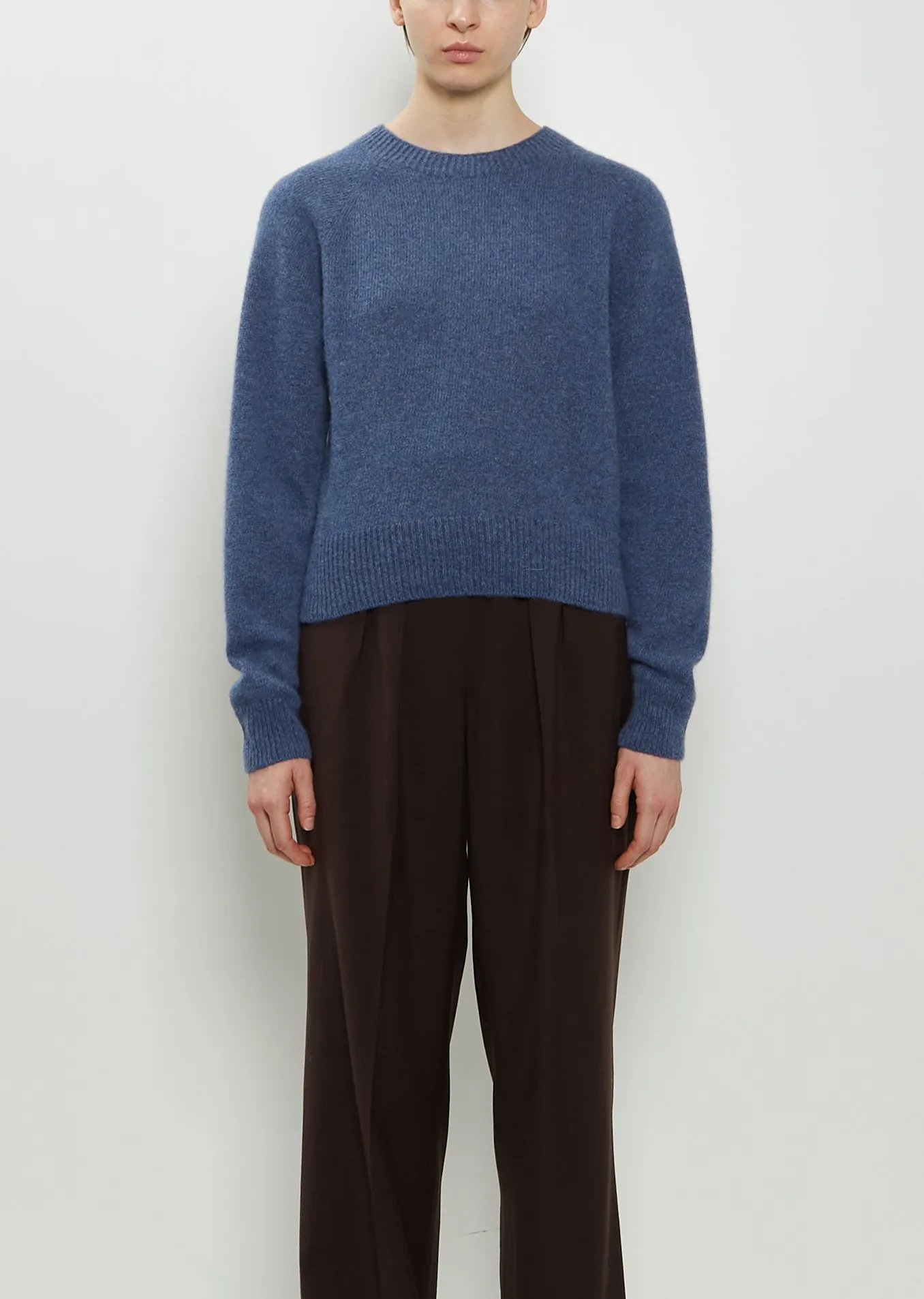 Classic Crewneck Cashmere Sweater — Blue Melange sold by La Garconne