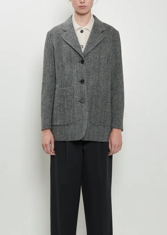 Relaxed Three Button Wool Jacket sold by La Garconne