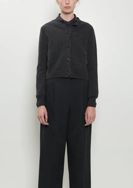 Cropped Merino Wool Cashmere Cardigan — Storm Grey sold by La Garconne