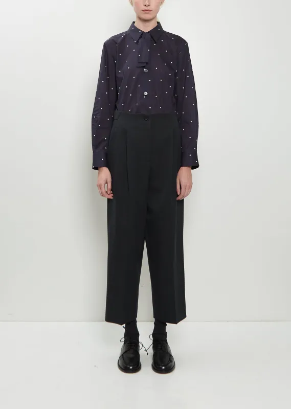 Pleated Front Wool Cotton Trousers sold by La Garconne
