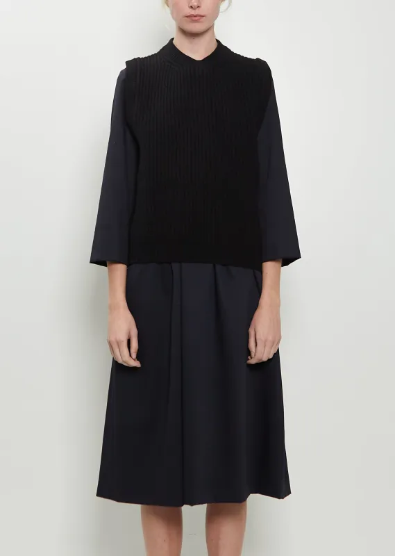 English Rib Pullover Merino Wool Vest — Black sold by La Garconne