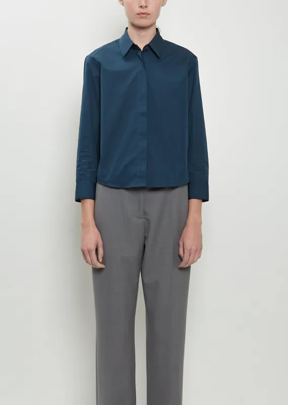 Clavini Bis Cotton Shirt — Petrol sold by La Garconne