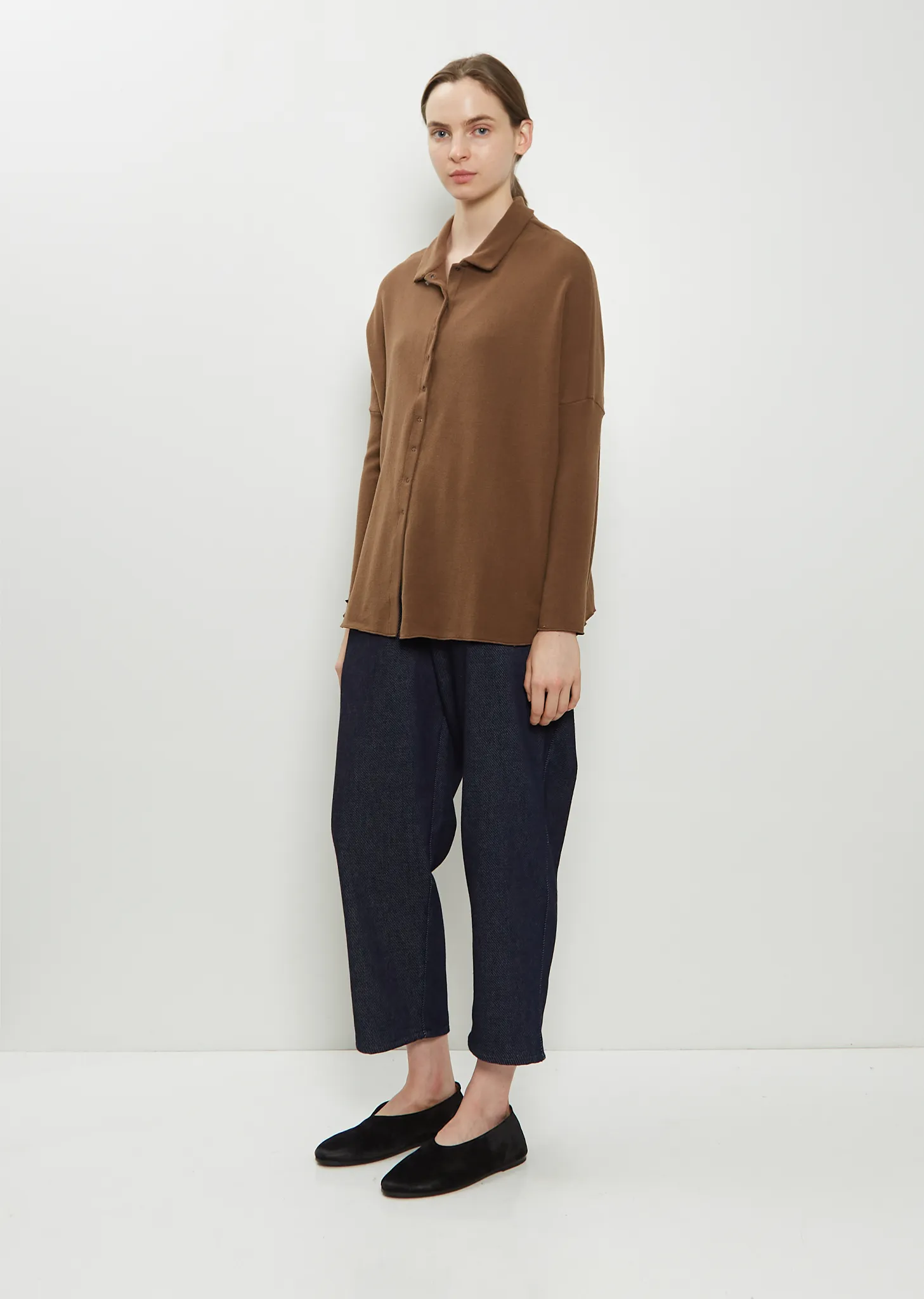 Heavy Jersey Polo Top — Chestnut sold by La Garconne product image thumbnail 4