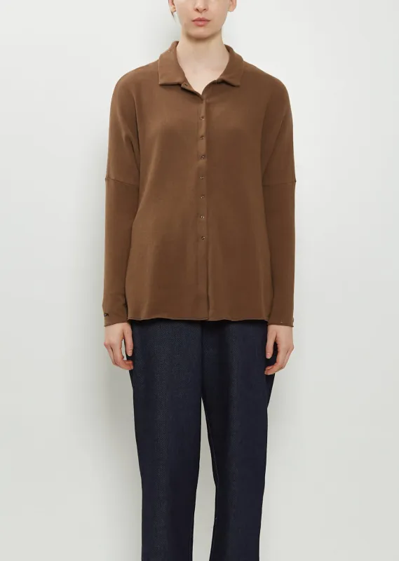 Heavy Jersey Polo Top — Chestnut sold by La Garconne