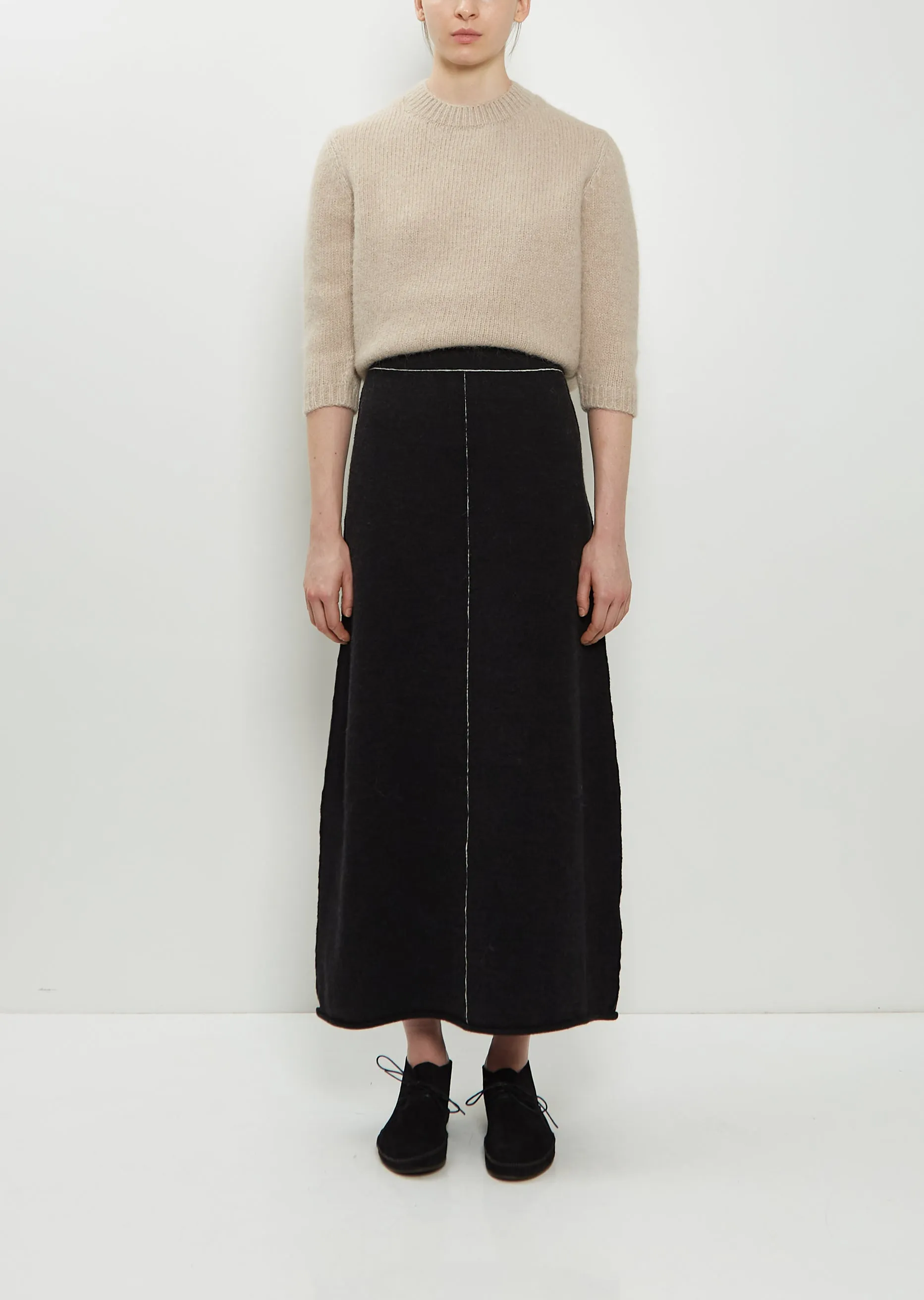 Stitch Merino Wool Skirt sold by La Garconne