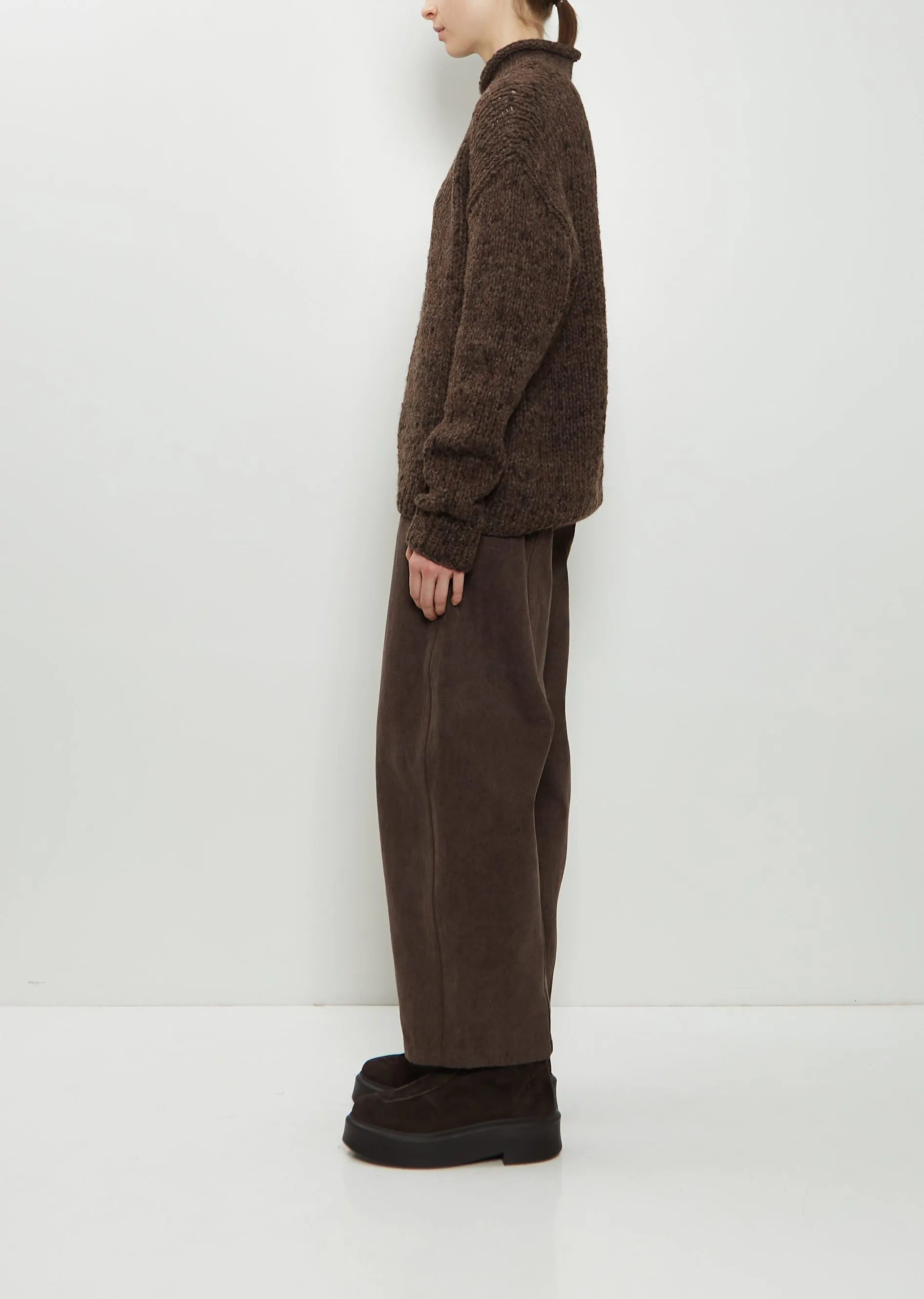 Hand-Knit Alpaca Merino Wool Sweater — Black Paint sold by La Garconne product image thumbnail 2