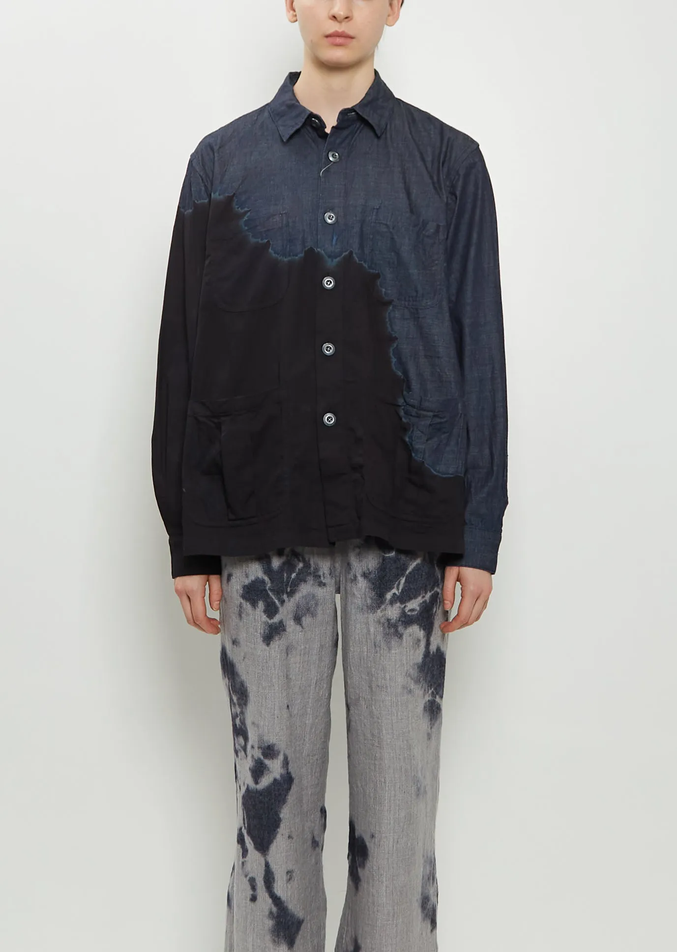 Pima Cotton Denim Four Pockets Overshirt sold by La Garconne