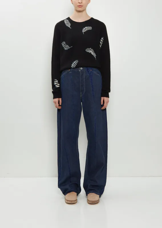 Cotton Denim Loose Fit Pants sold by La Garconne