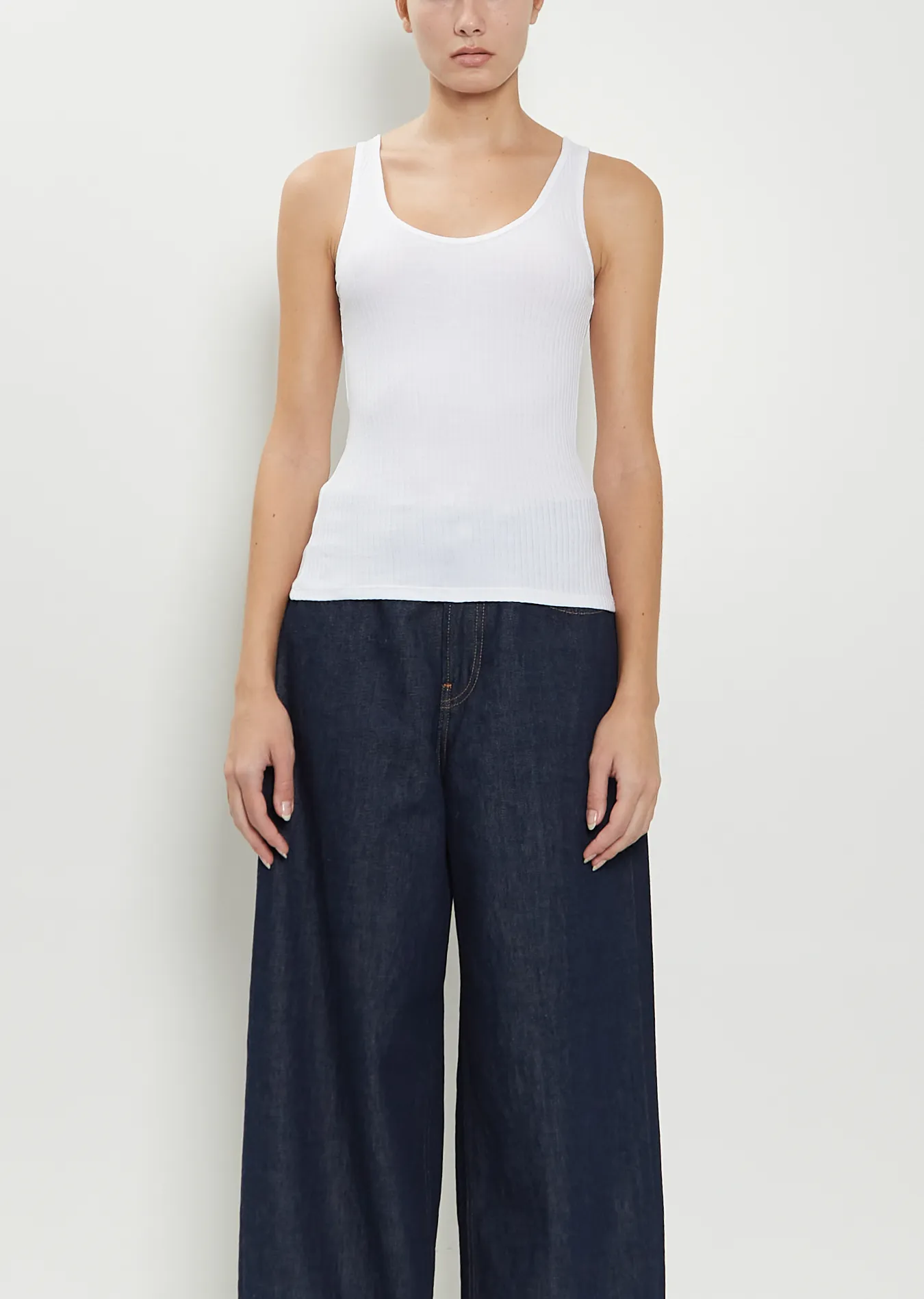 Luiza Organic Cotton Blend Tank — White sold by La Garconne