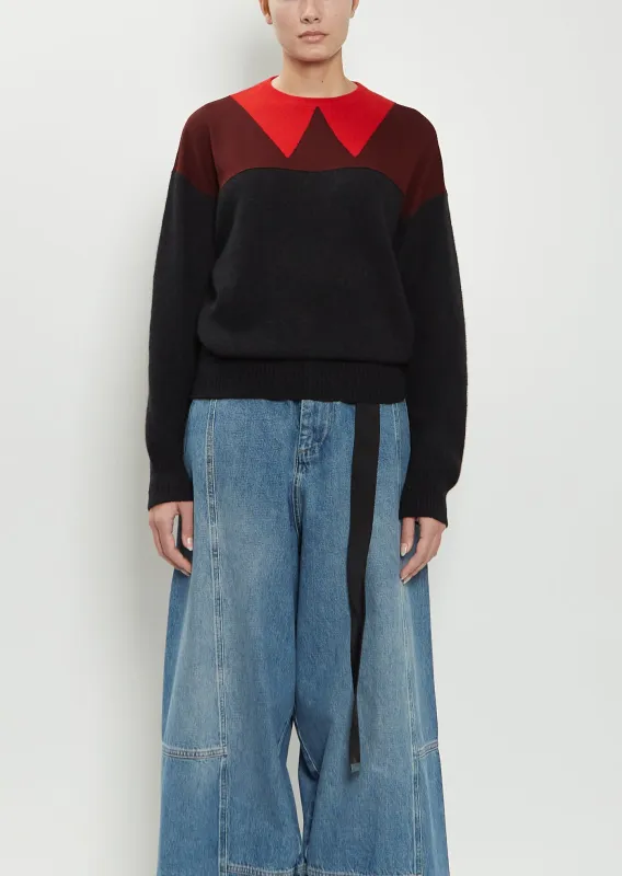 Intarsia Wool Crewneck Knit sold by La Garconne