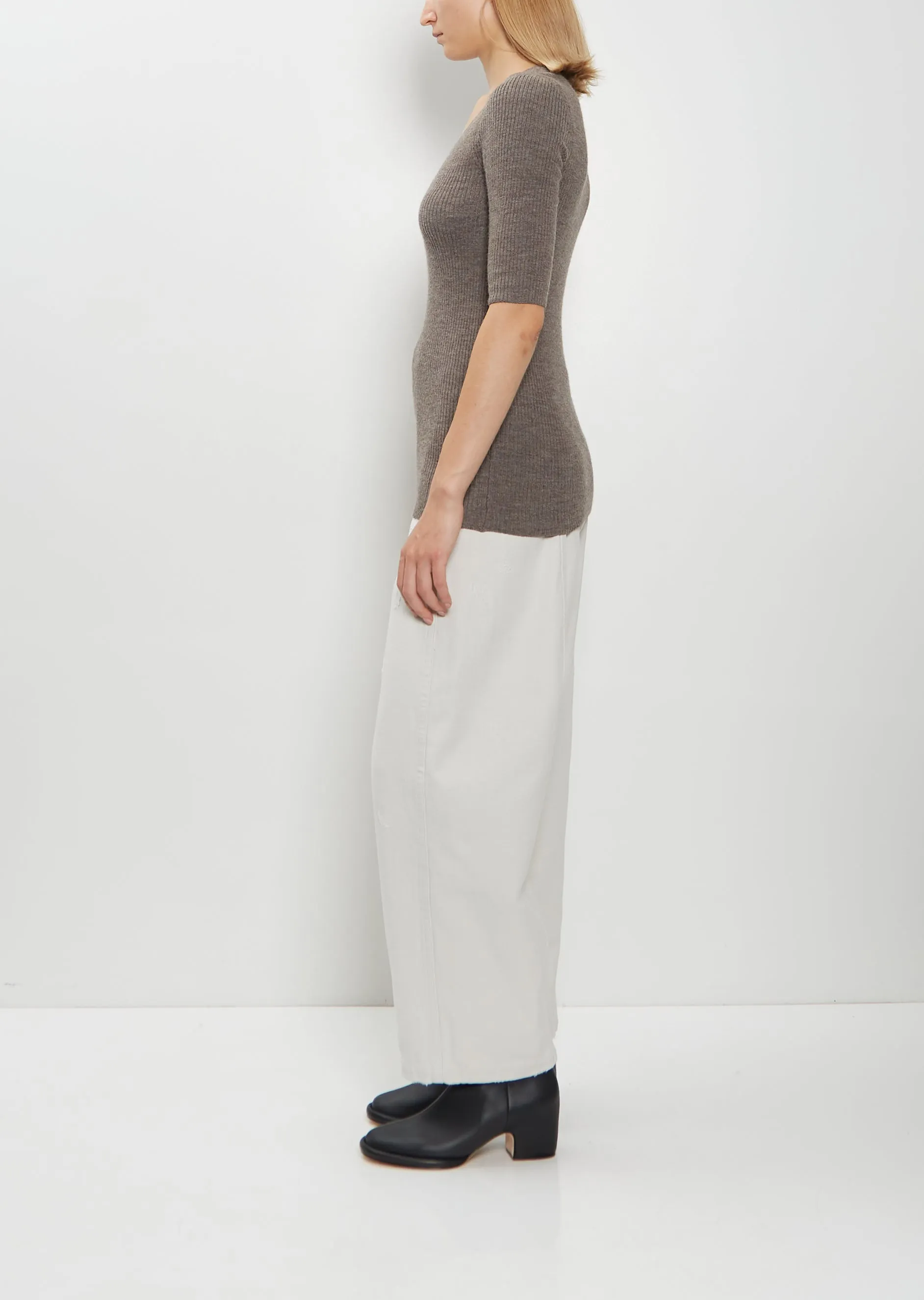 Stretch Wool Alpaca Rib Scoop-Neck Sweater sold by La Garconne product image thumbnail 2