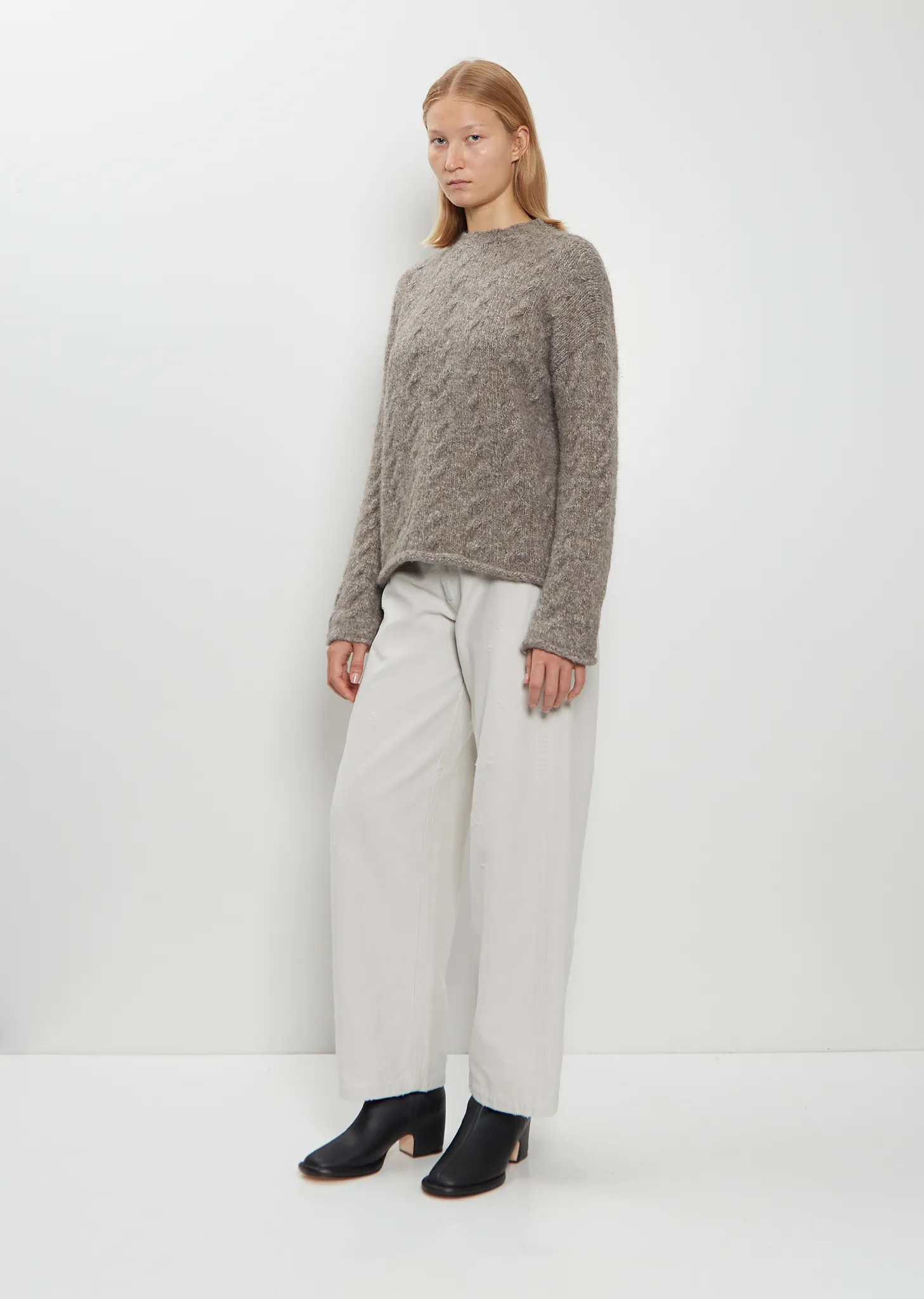 Alpaca Wool Cable Crewneck Sweater — Cinder sold by La Garconne product image thumbnail 4