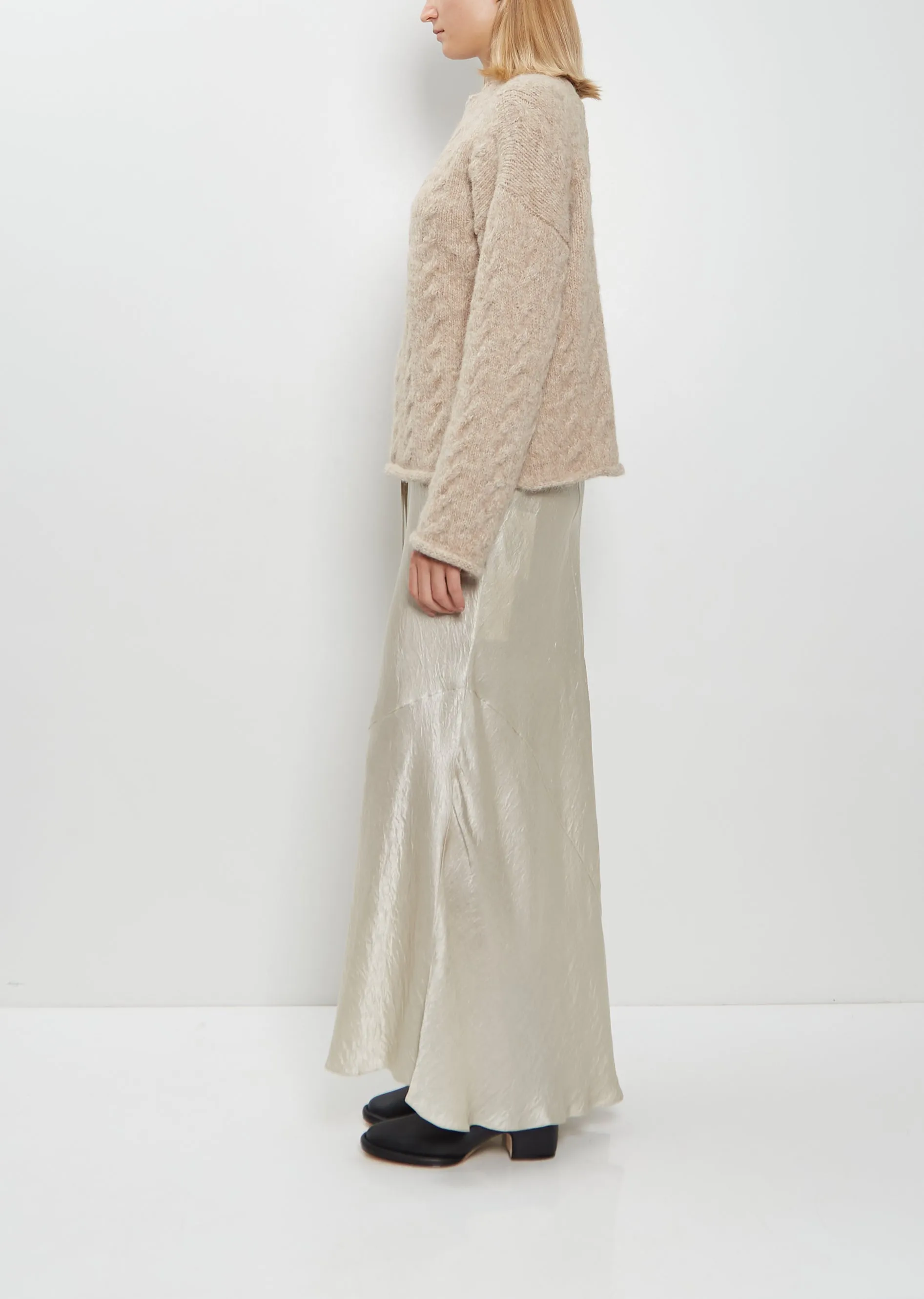 Alpaca Wool Cable Crewneck Sweater — Husk sold by La Garconne product image thumbnail 2