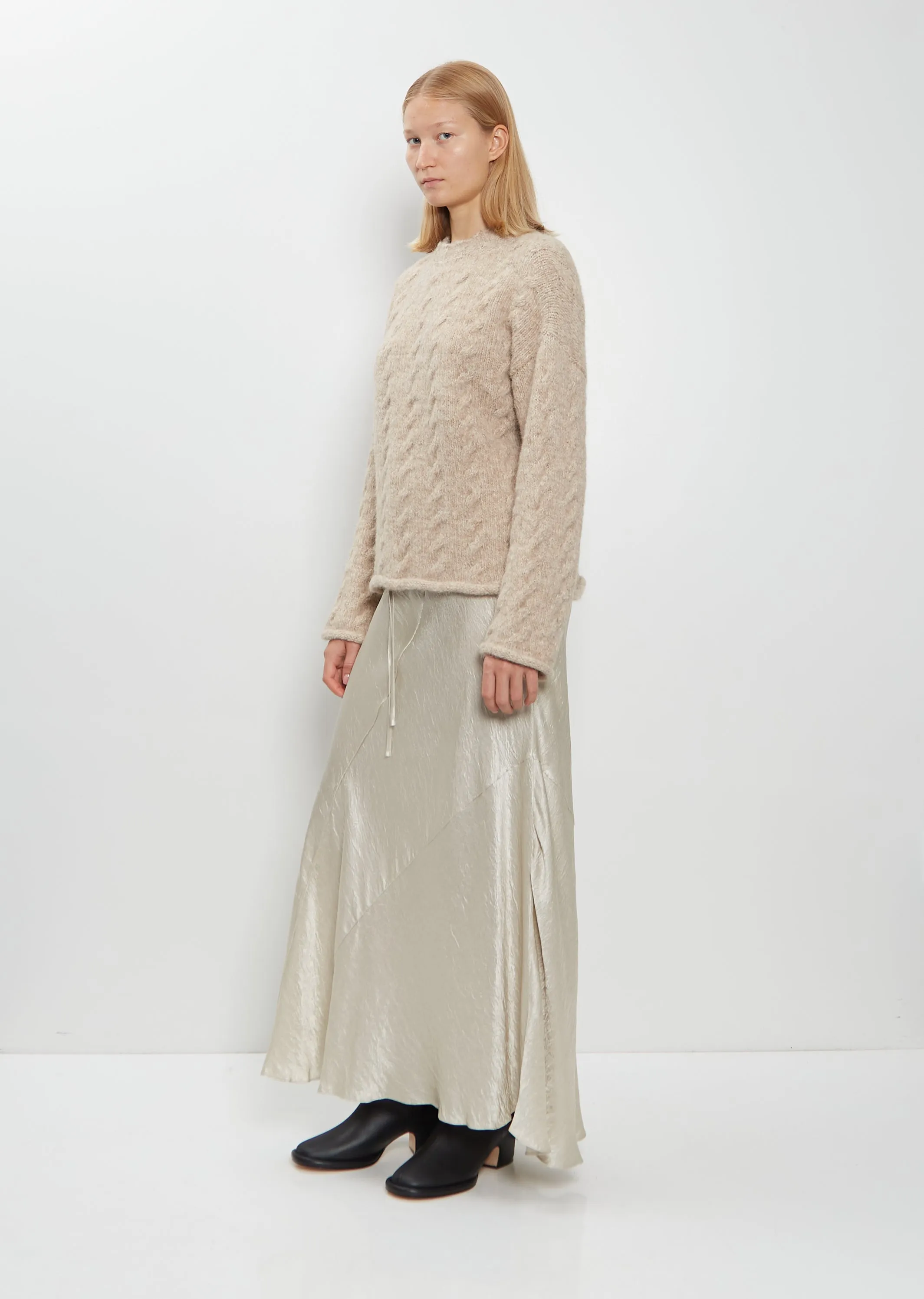 Alpaca Wool Cable Crewneck Sweater — Husk sold by La Garconne product image thumbnail 4