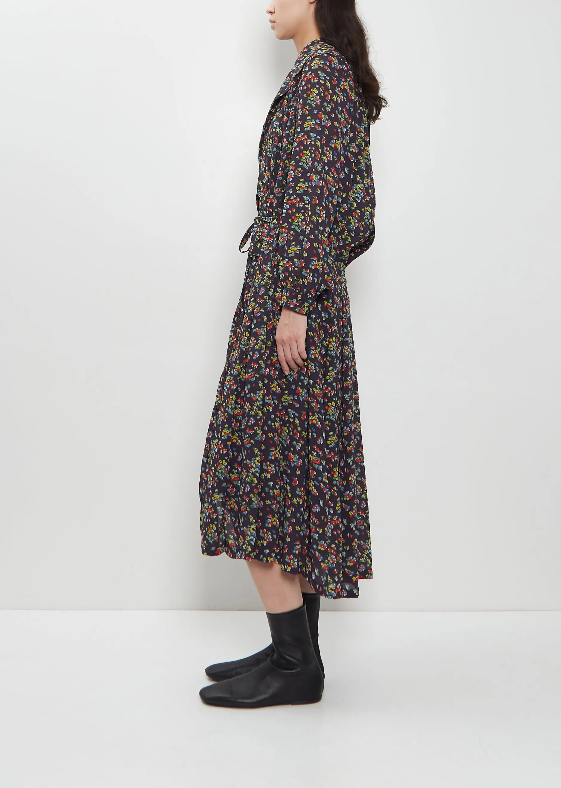 Georgette Flower Print Layered Wrap Dress sold by La Garconne product image thumbnail 2