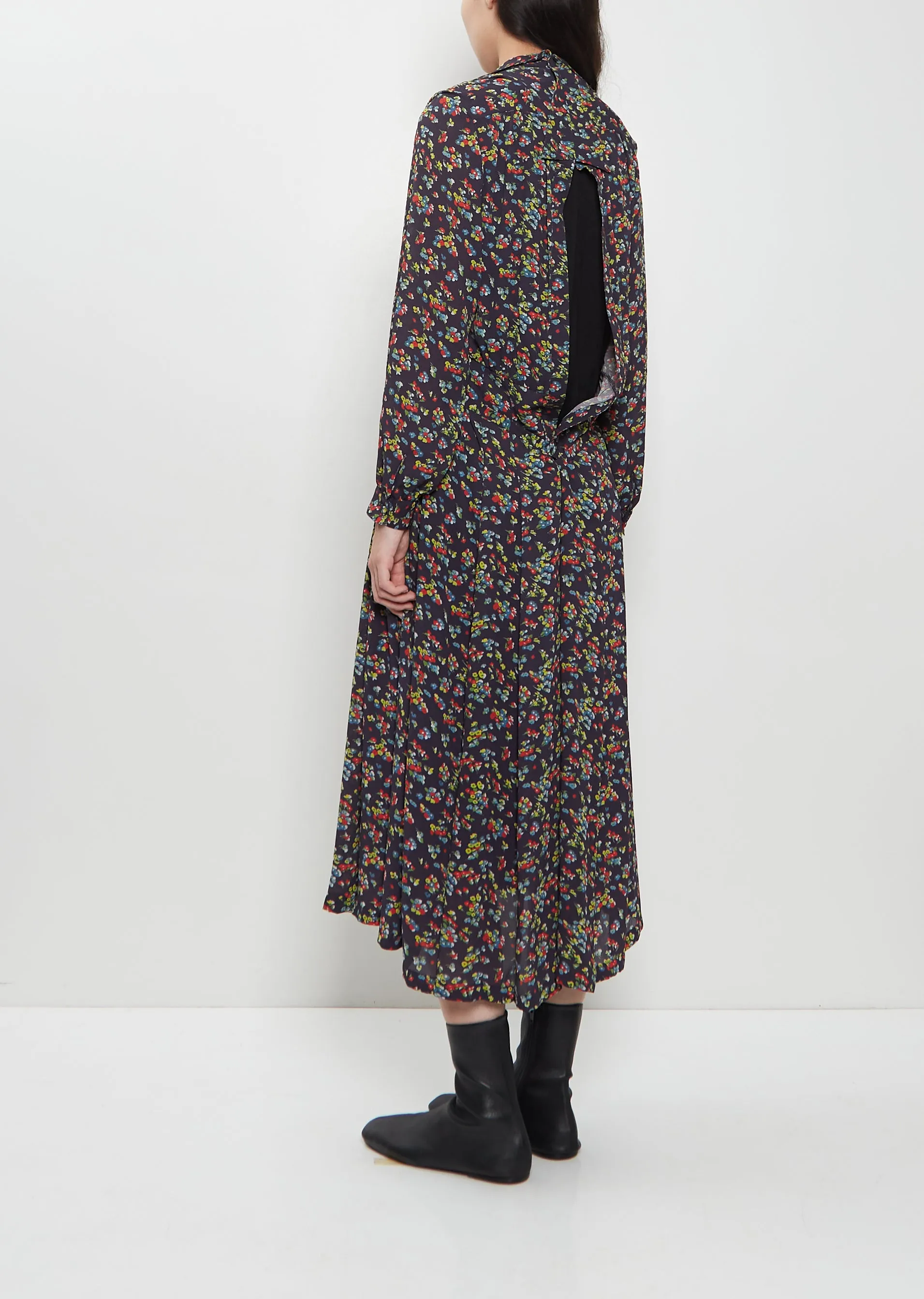 Georgette Flower Print Layered Wrap Dress sold by La Garconne product image thumbnail 3