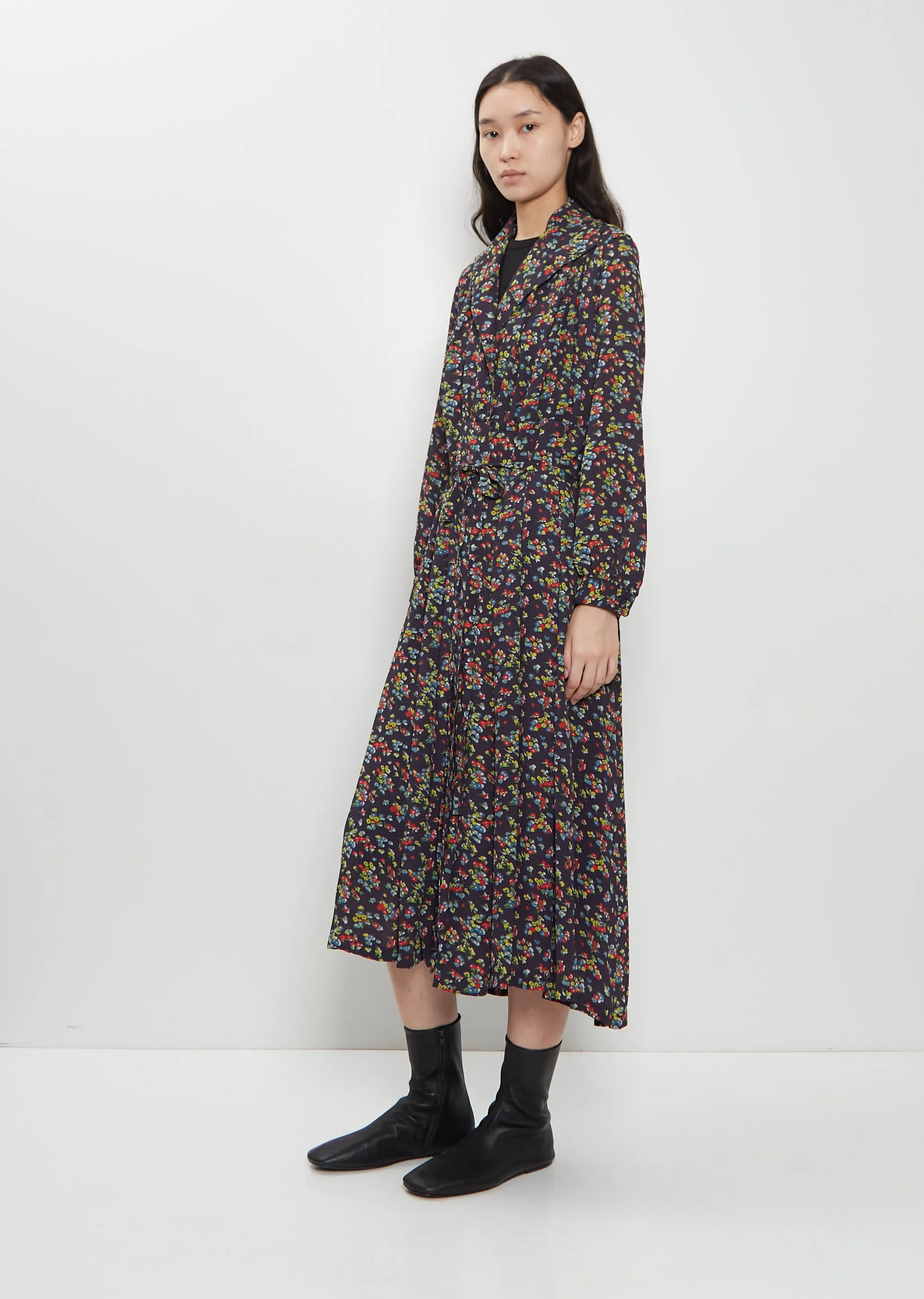 Georgette Flower Print Layered Wrap Dress sold by La Garconne product image thumbnail 4